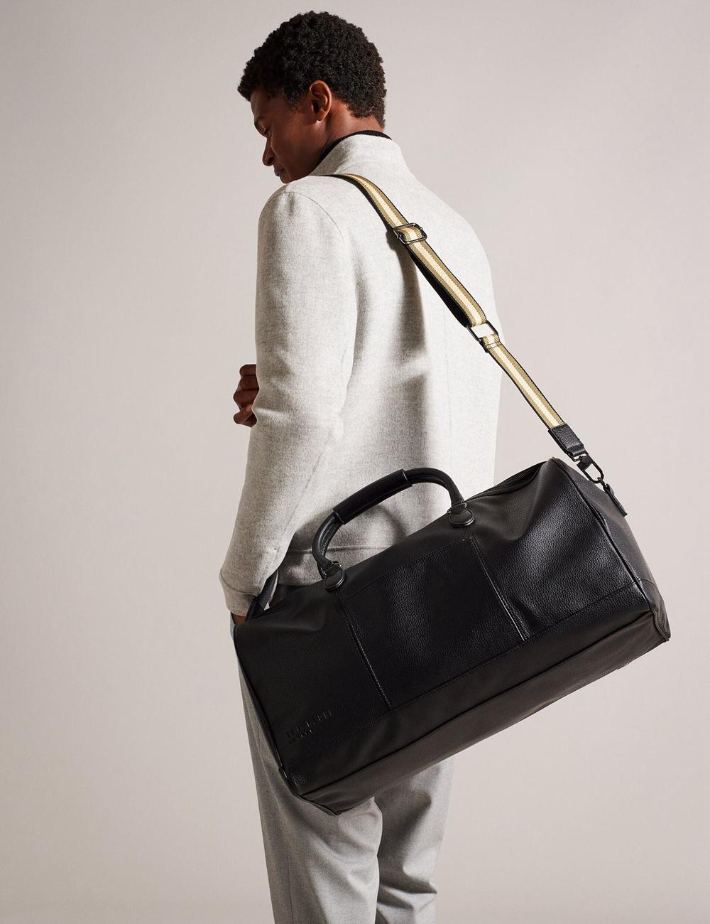 Ted Baker KALVIN - Webbing Faux Leather Holdall Bags Herren Schwarz | CVJUE-6280