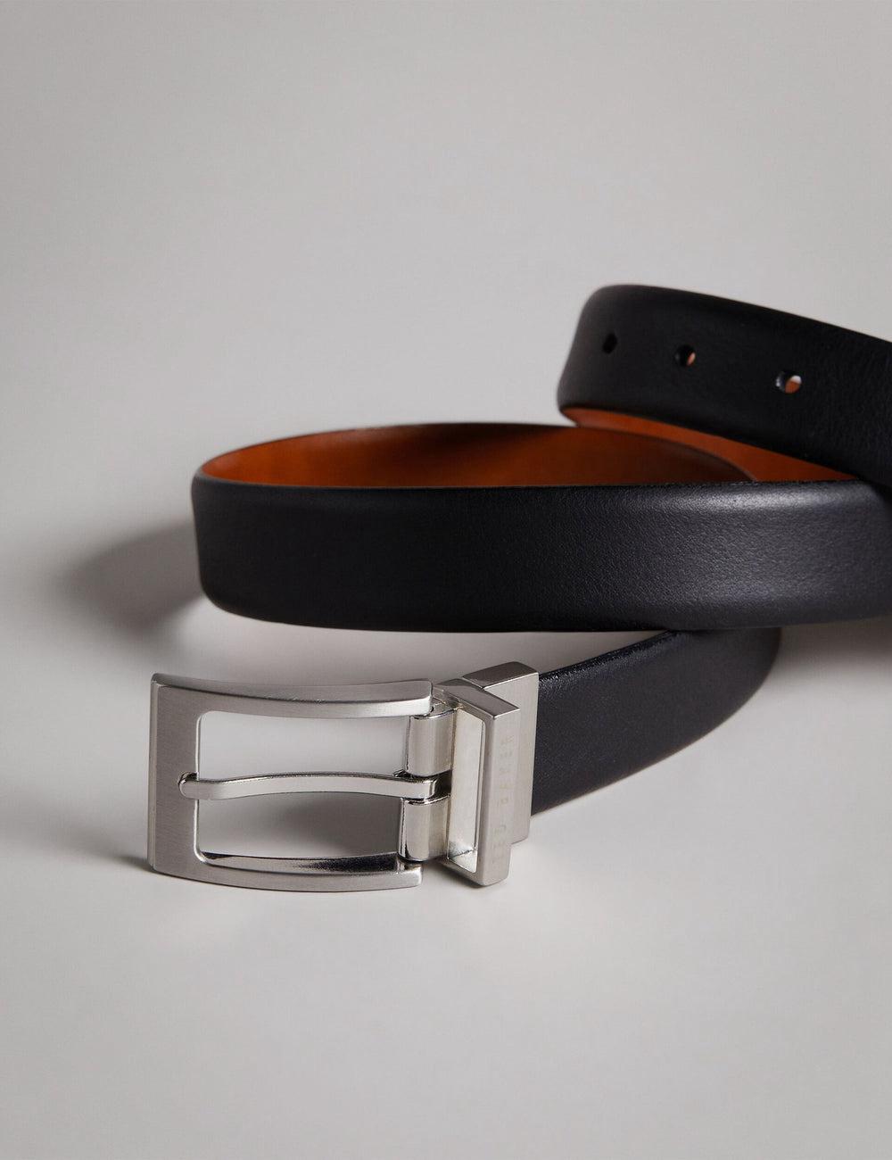 Ted Baker KARMER - Reversible Smooth Leather Gürtel Herren Schwarz | ZJOAE-4673
