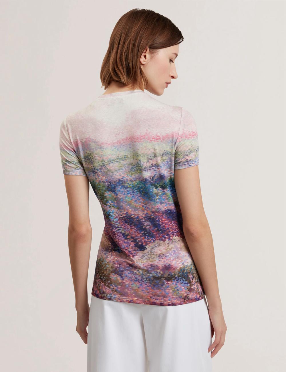 Ted Baker KAYTTE - Painted Print Crew Neck Fitted T-shirts Damen Rosa | WPFSJ-2416