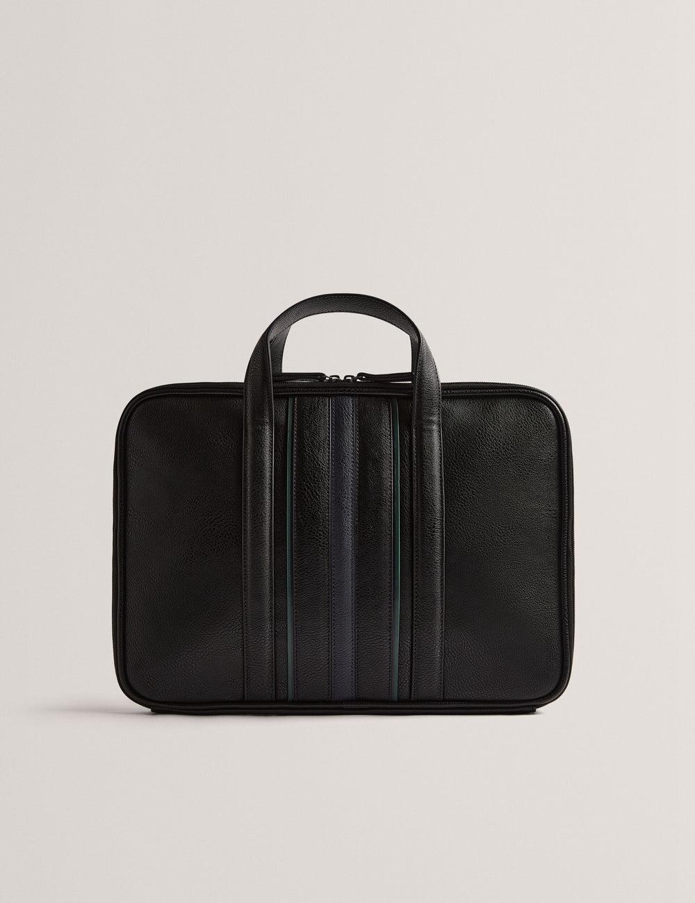 Ted Baker KEDRIK - Stripe Detail Faux Leather Dokumententaschen Herren Schwarz | DONQY-5461