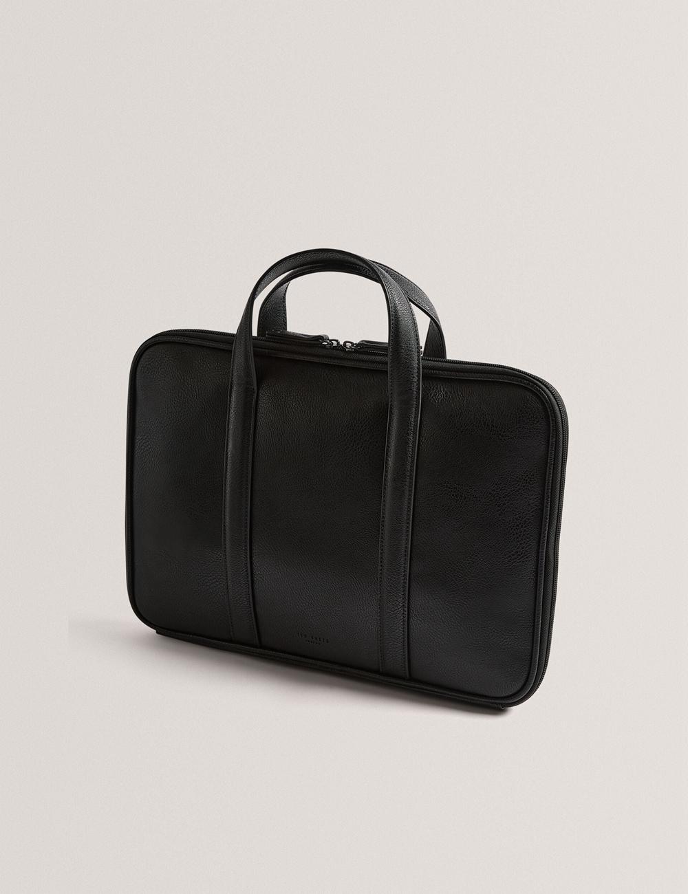 Ted Baker KEDRIK - Stripe Detail Faux Leather Dokumententaschen Herren Schwarz | DONQY-5461