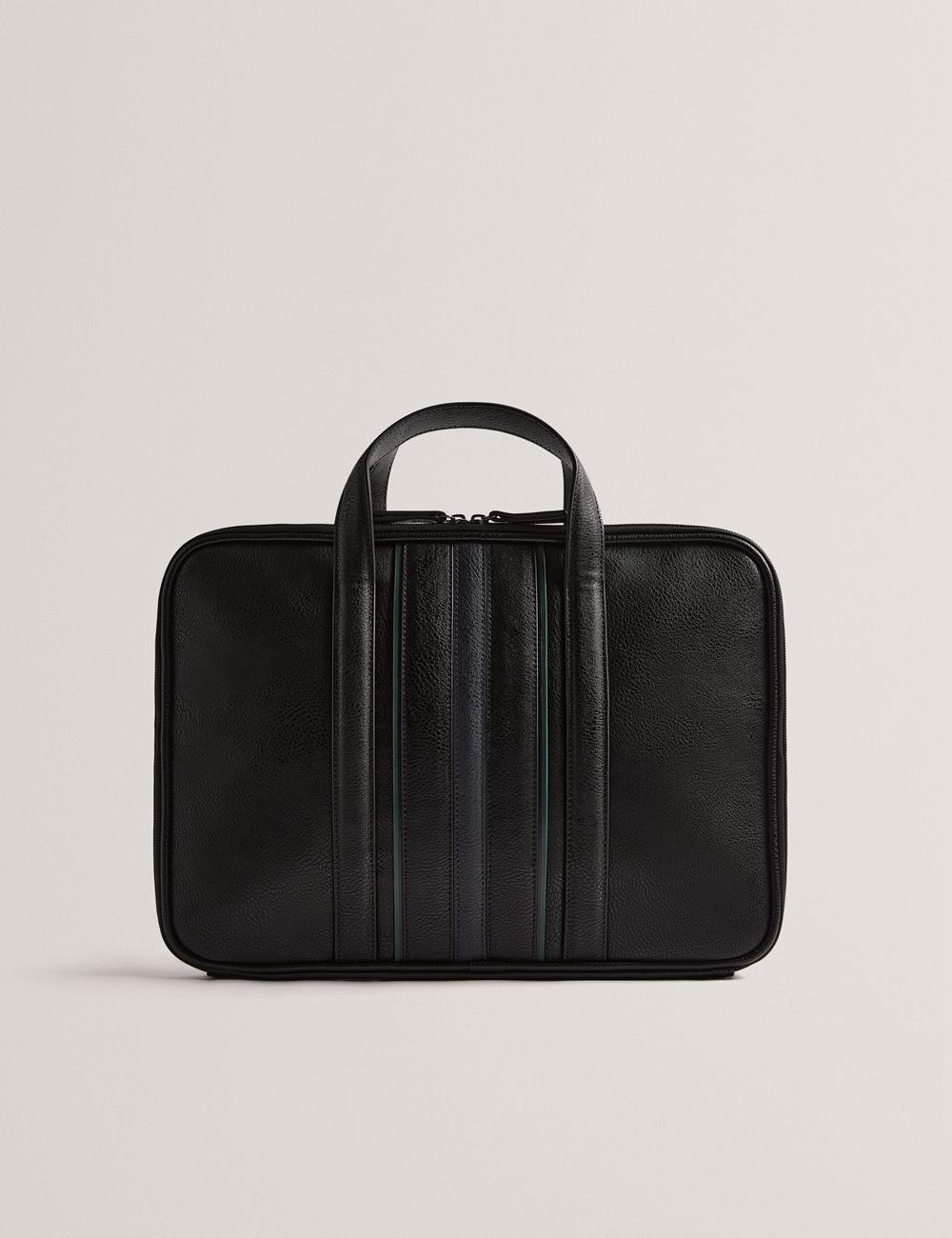 Ted Baker KEDRIK - Stripe Detail Faux Leather Dokumententaschen Herren Schwarz | DONQY-5461