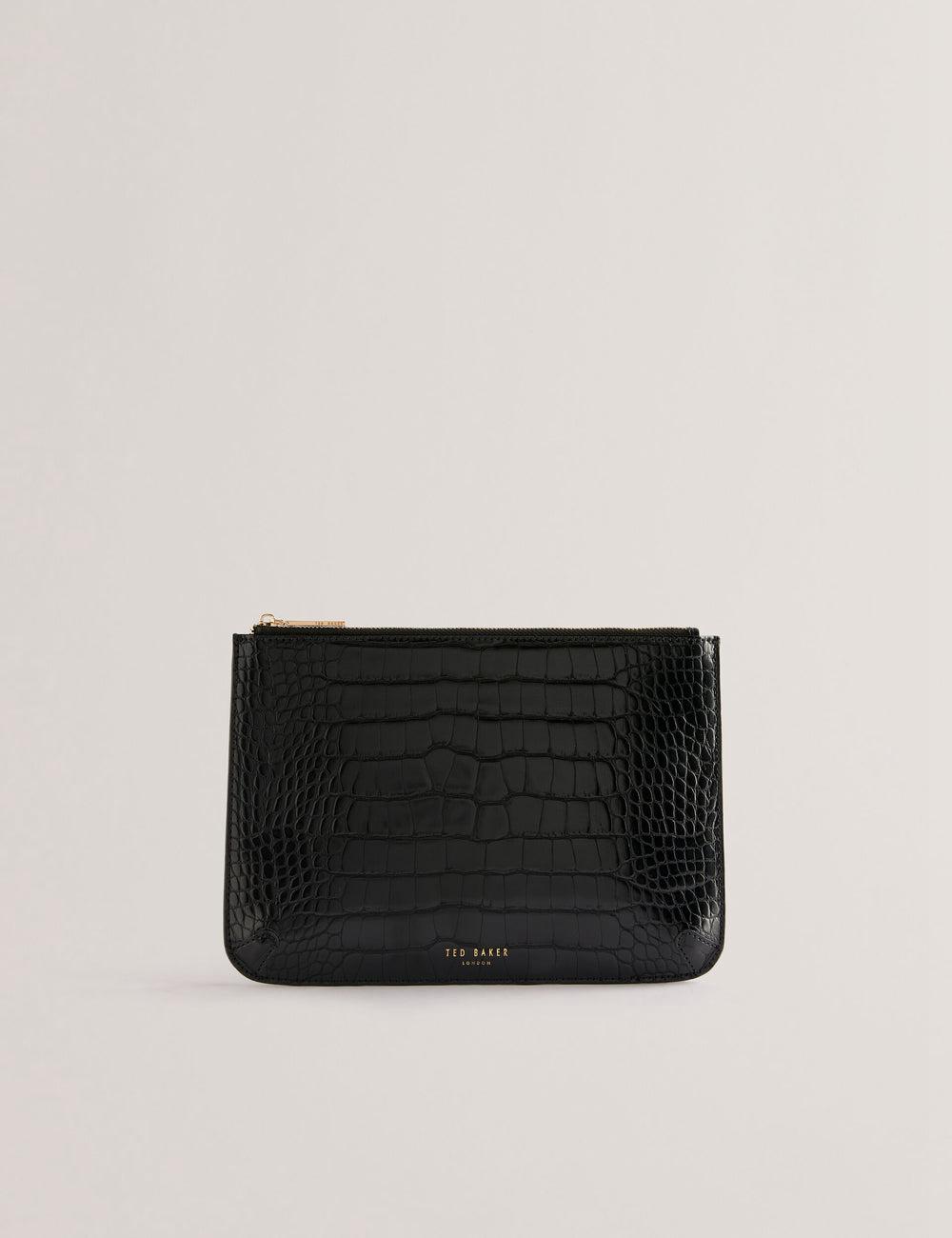 Ted Baker KELLIII - Croc Texture Passport Cover And Travel Pouch Travel Geldbörse Damen Schwarz | MBXQW-1829