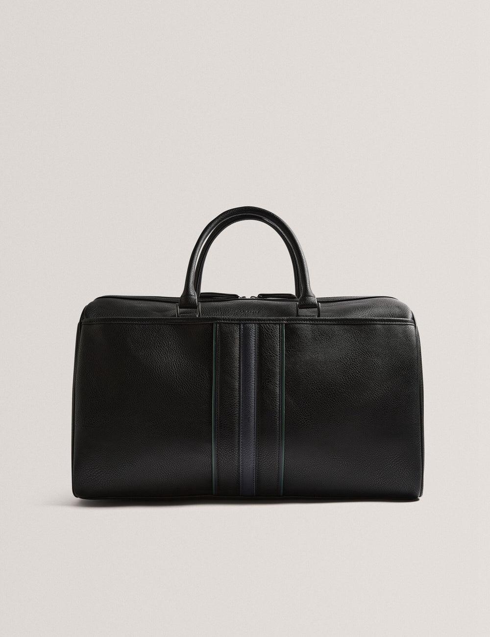 Ted Baker KELVIN - Striped Panel Faux Leather Holdall Bags Herren Schwarz | FDUTB-8091