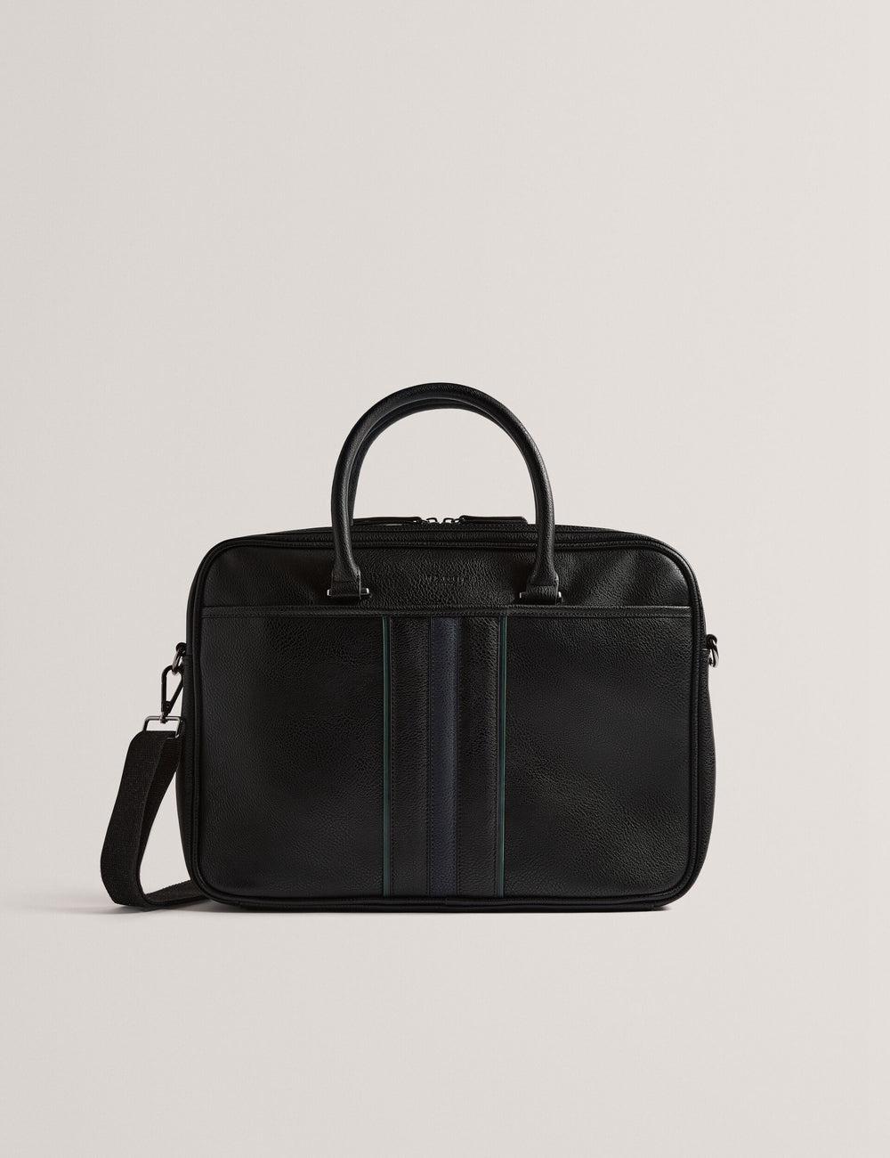 Ted Baker KENRIIK - Faux Leather Striped Panel Dokumententaschen Herren Schwarz | SUMTC-4983