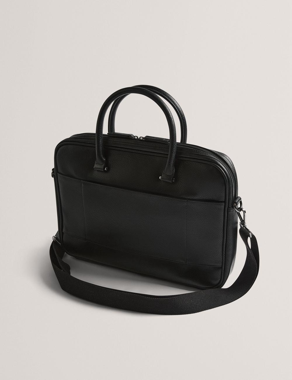 Ted Baker KENRIIK - Faux Leather Striped Panel Dokumententaschen Herren Schwarz | SUMTC-4983