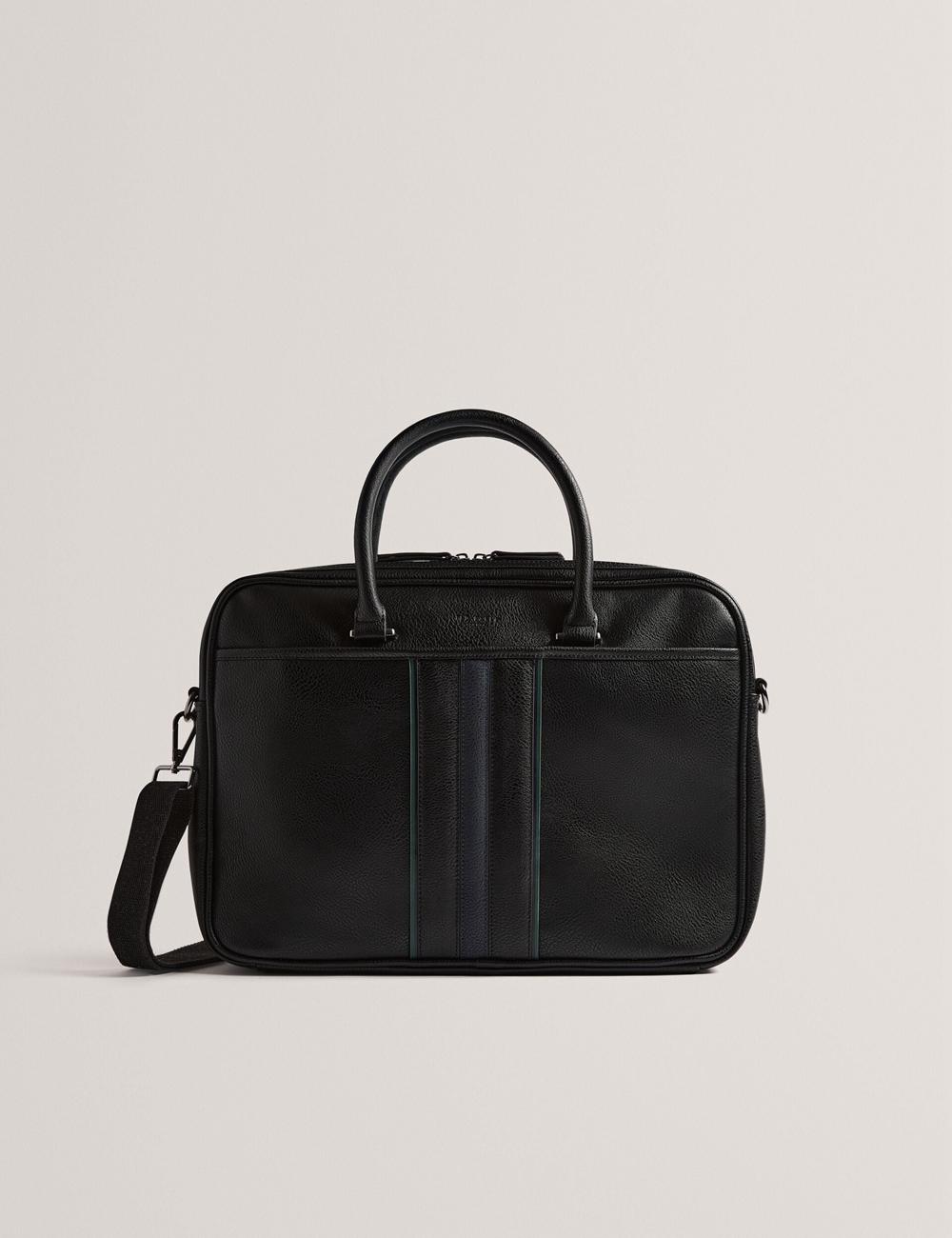 Ted Baker KENRIIK - Faux Leather Striped Panel Dokumententaschen Herren Schwarz | SUMTC-4983