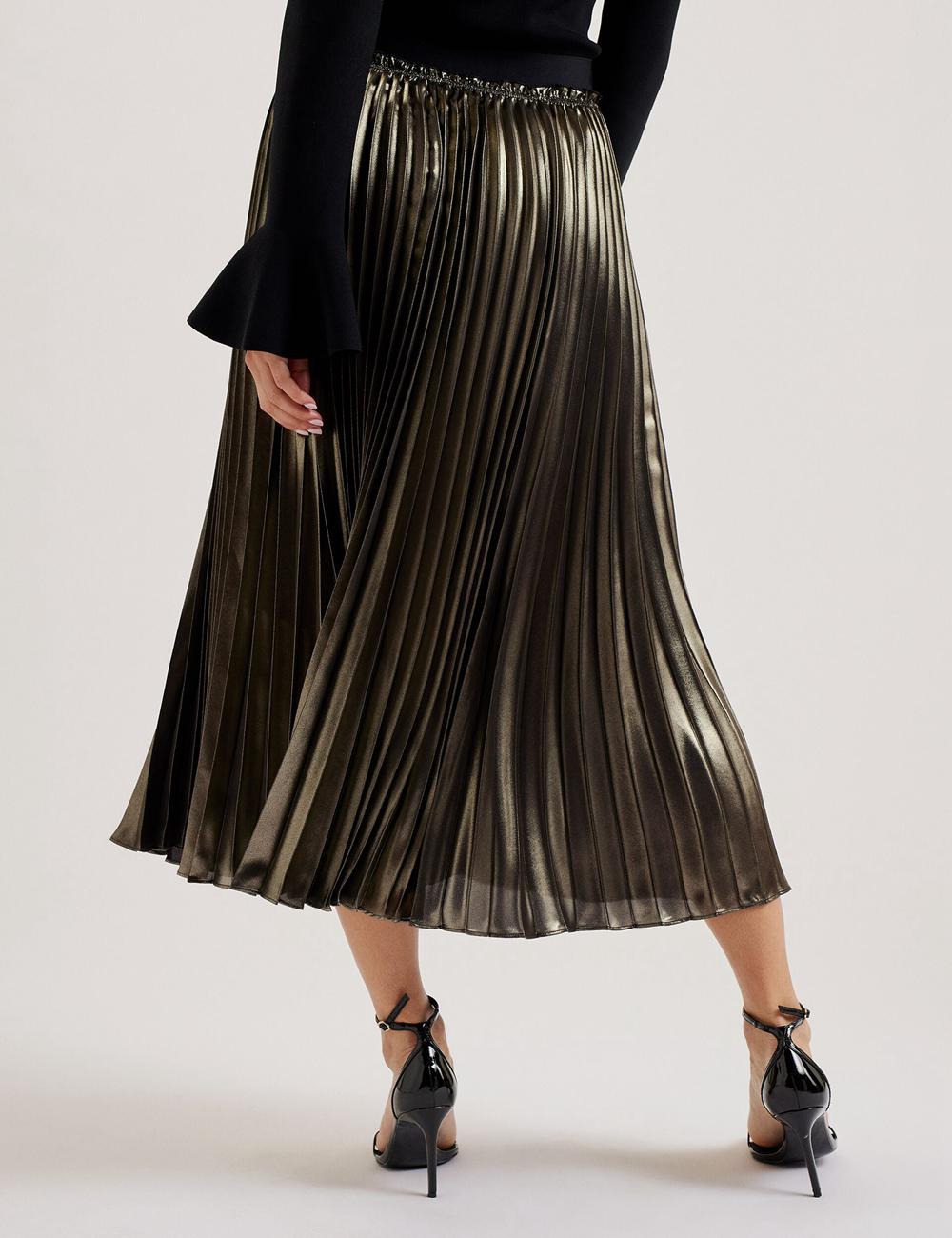 Ted Baker KESE - Metallic Pleated A-Line Röcke Damen Gold | NBVOT-3074