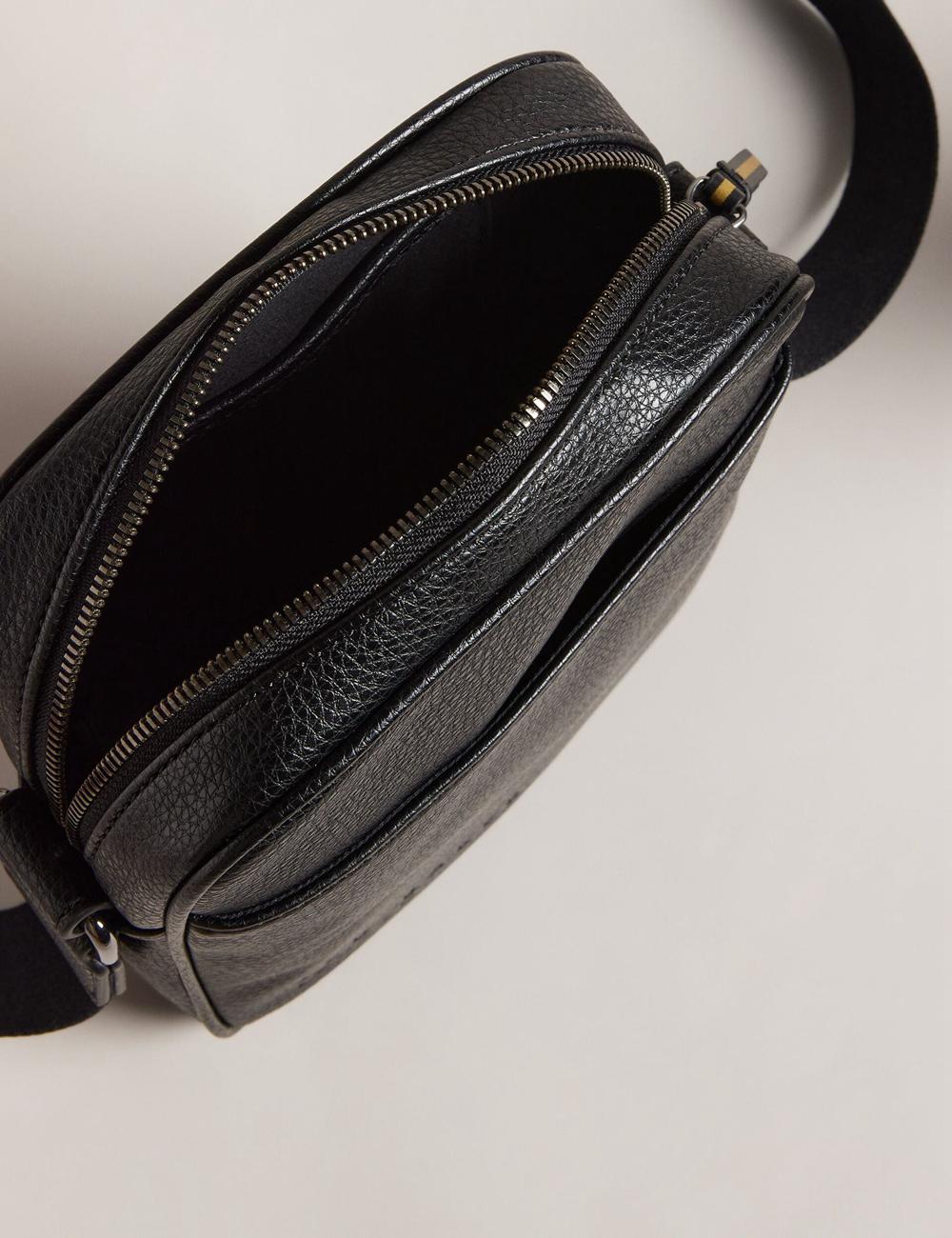 Ted Baker KIIAN - Small Reporter Webbing Schultertasche Herren Schwarz | GZDPT-2379