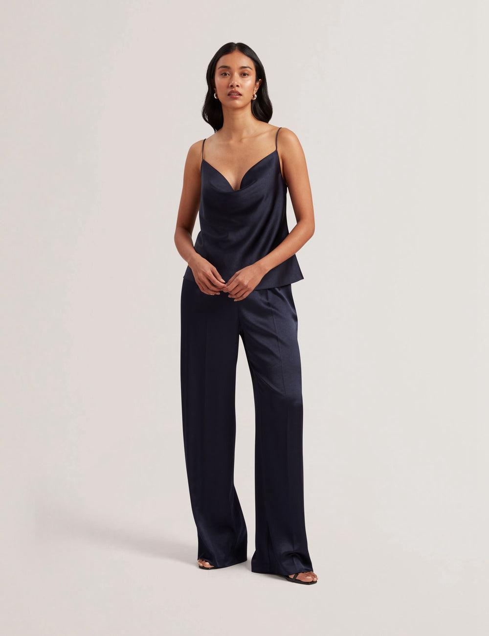 Ted Baker KITI - Satin Cowl Neck Strappy Cami Oberteile Damen Navy | JZTER-1239