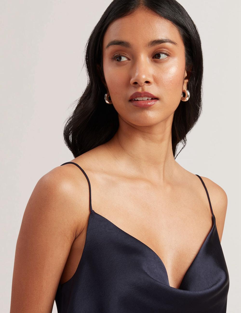 Ted Baker KITI - Satin Cowl Neck Strappy Cami Oberteile Damen Navy | JZTER-1239