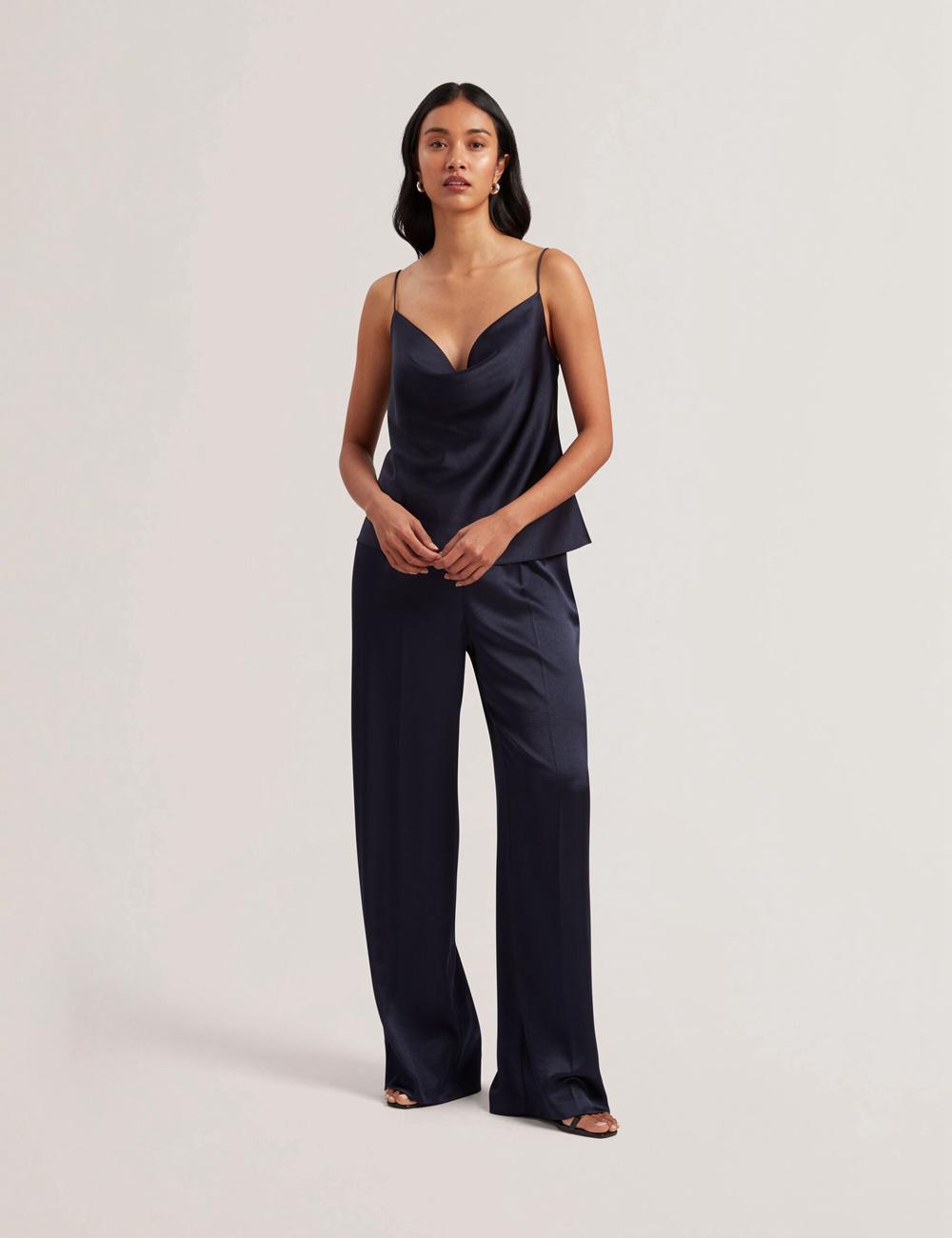 Ted Baker KITI - Satin Cowl Neck Strappy Cami Oberteile Damen Navy | JZTER-1239