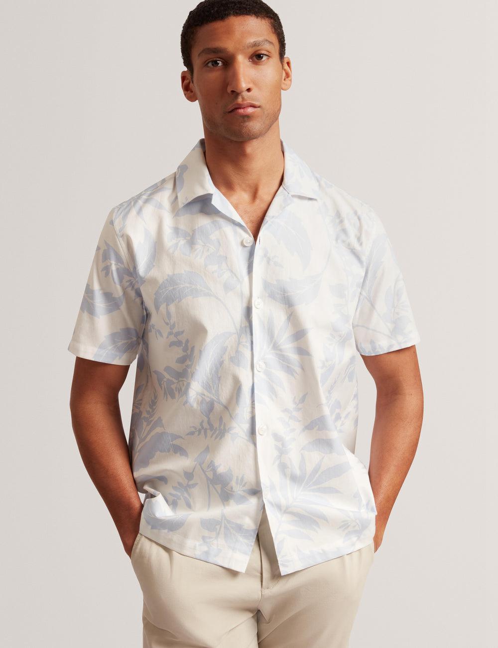 Ted Baker KITS - Short Sleeve Relaxed Floral Print Hemd Herren Blau | TXSQE-9146
