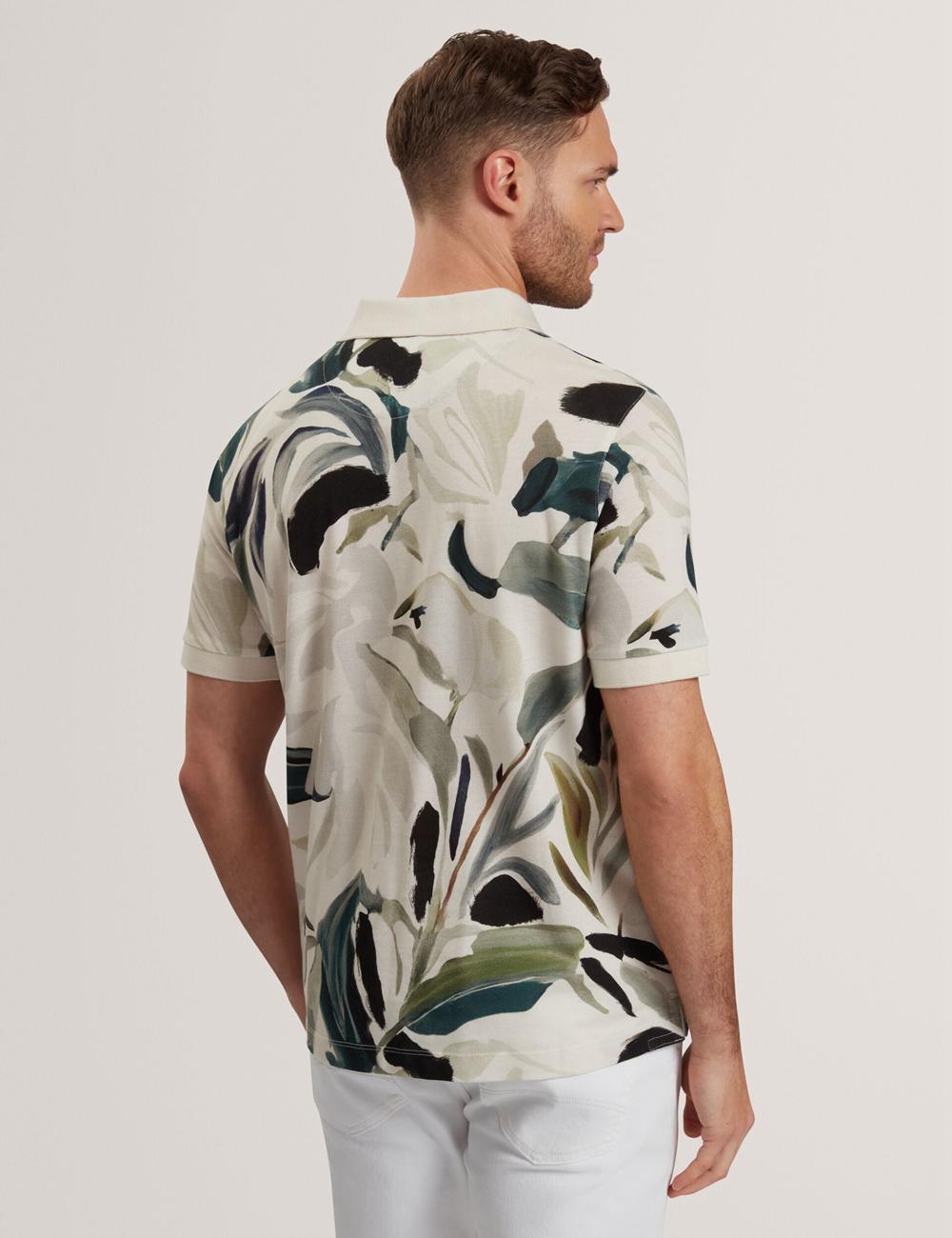 Ted Baker KIVEM - Short Sleeve Cotton Floral Print Polo Shirts Herren Ecru | XFCQL-2451