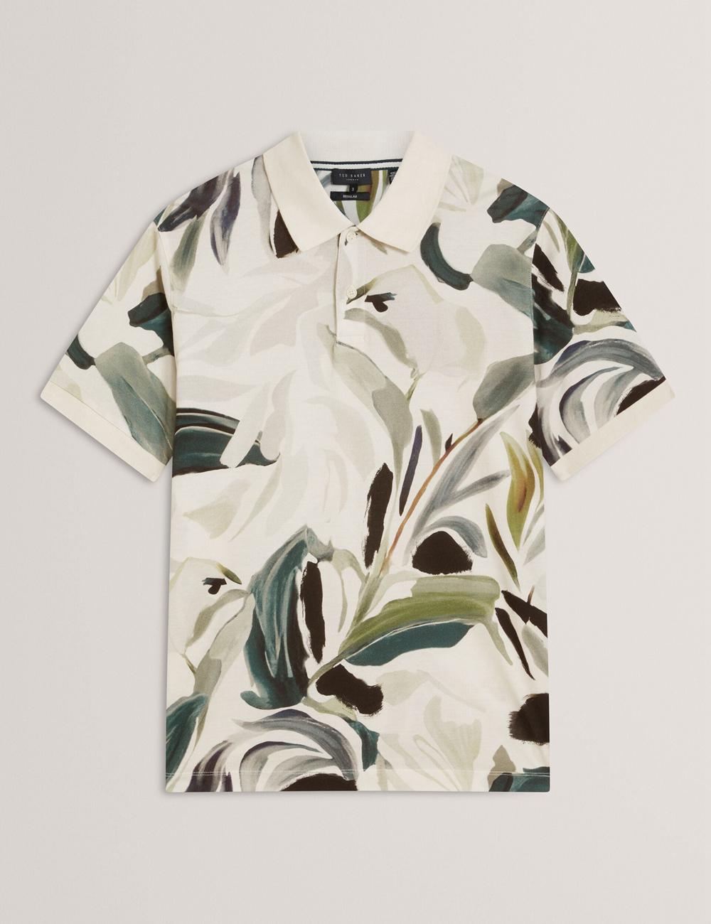 Ted Baker KIVEM - Short Sleeve Cotton Floral Print Polo Shirts Herren Ecru | XFCQL-2451