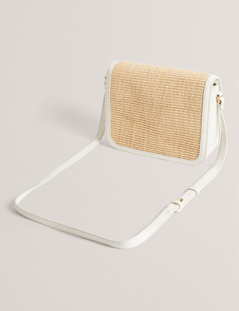 Ted Baker KKASSIA - Faux Raffia Twist Lock Crossbody Satchel Schulranzen Damen Ecru | CNBKZ-6274