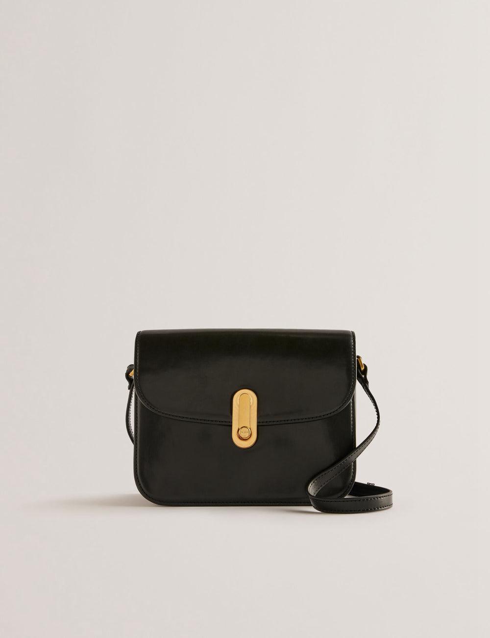 Ted Baker KKAYLI - Polished Leather Crossbody Satchel Schulranzen Damen Schwarz | ZNYEF-7891