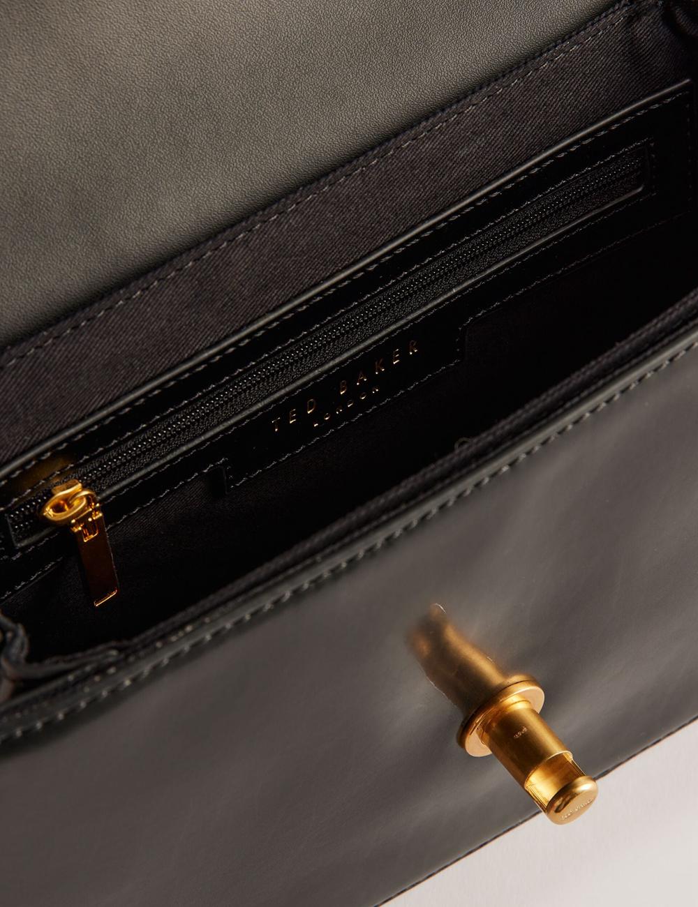 Ted Baker KKAYLI - Polished Leather Crossbody Satchel Schulranzen Damen Schwarz | ZNYEF-7891