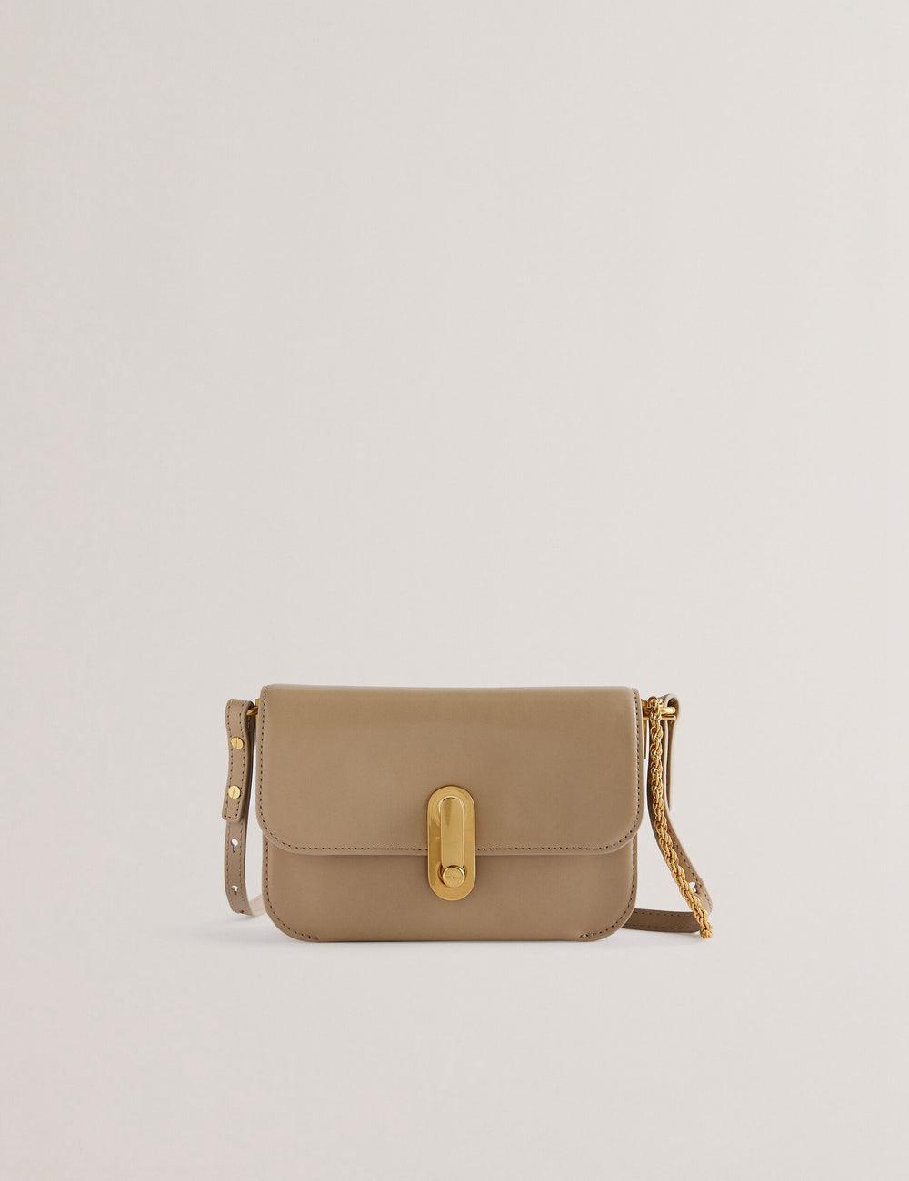 Ted Baker KKAYSA - Leather Twist Lock Small Umhängetasche Damen Taupe | YPDOG-6592