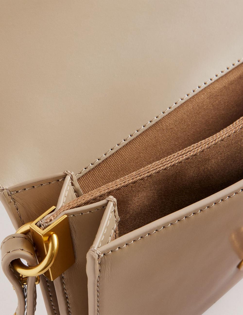 Ted Baker KKAYSA - Leather Twist Lock Small Umhängetasche Damen Taupe | YPDOG-6592