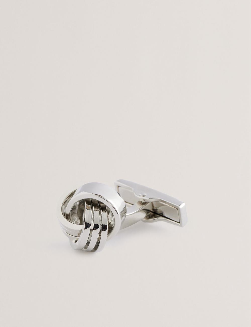 Ted Baker KNOTED - Knotted Shiny Metal Manschettenknöpfe Herren Silber | UAOCR-6379
