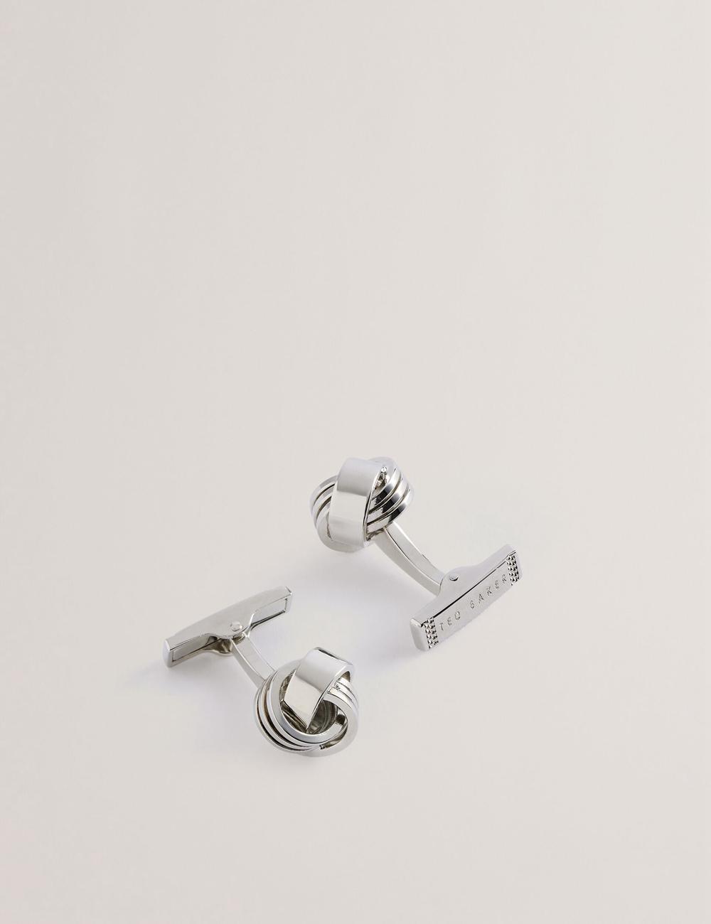 Ted Baker KNOTED - Knotted Shiny Metal Manschettenknöpfe Herren Silber | UAOCR-6379