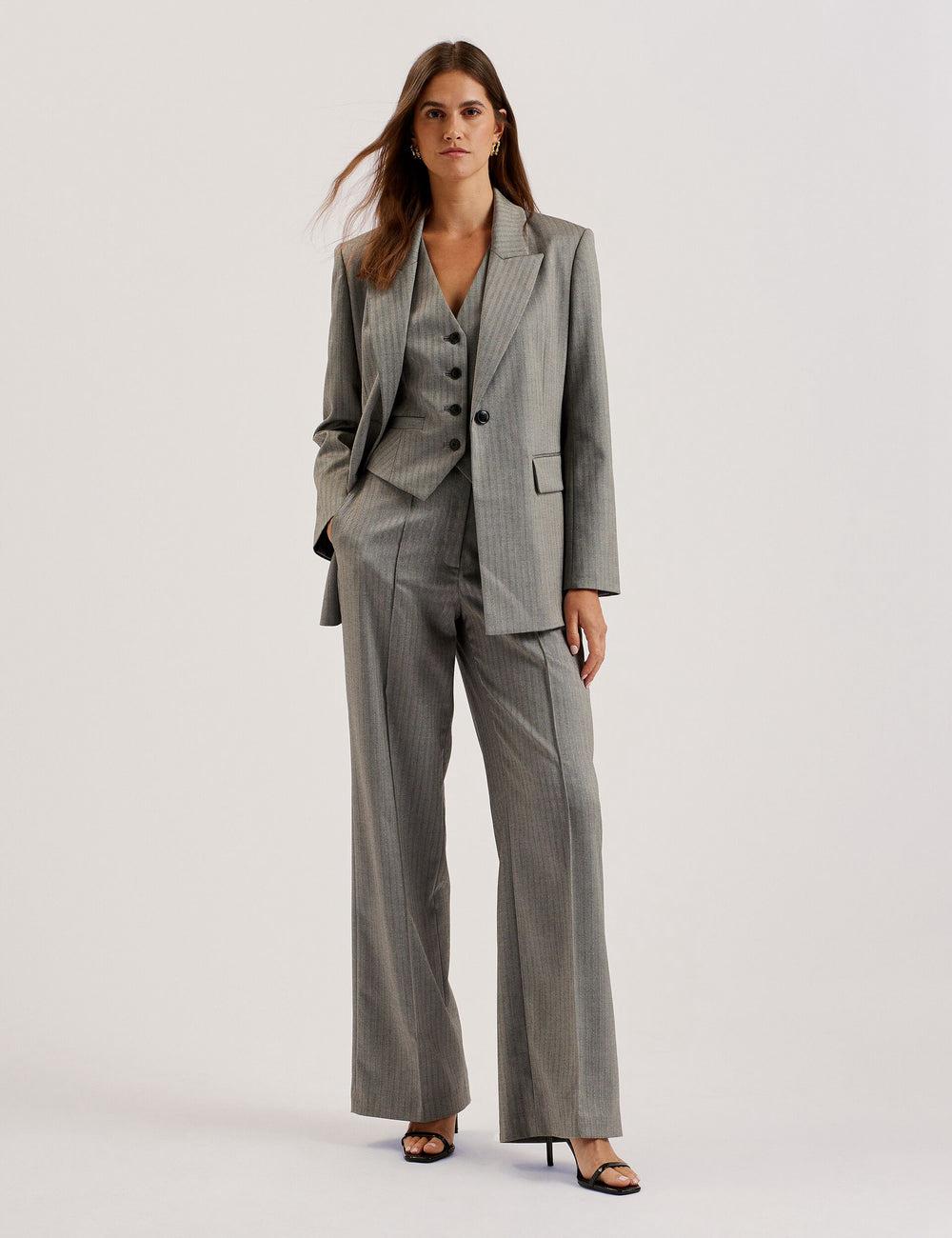 Ted Baker KOAT - Herringbone Wide Leg Tailored Hosen Damen Grau | HZCYB-4378