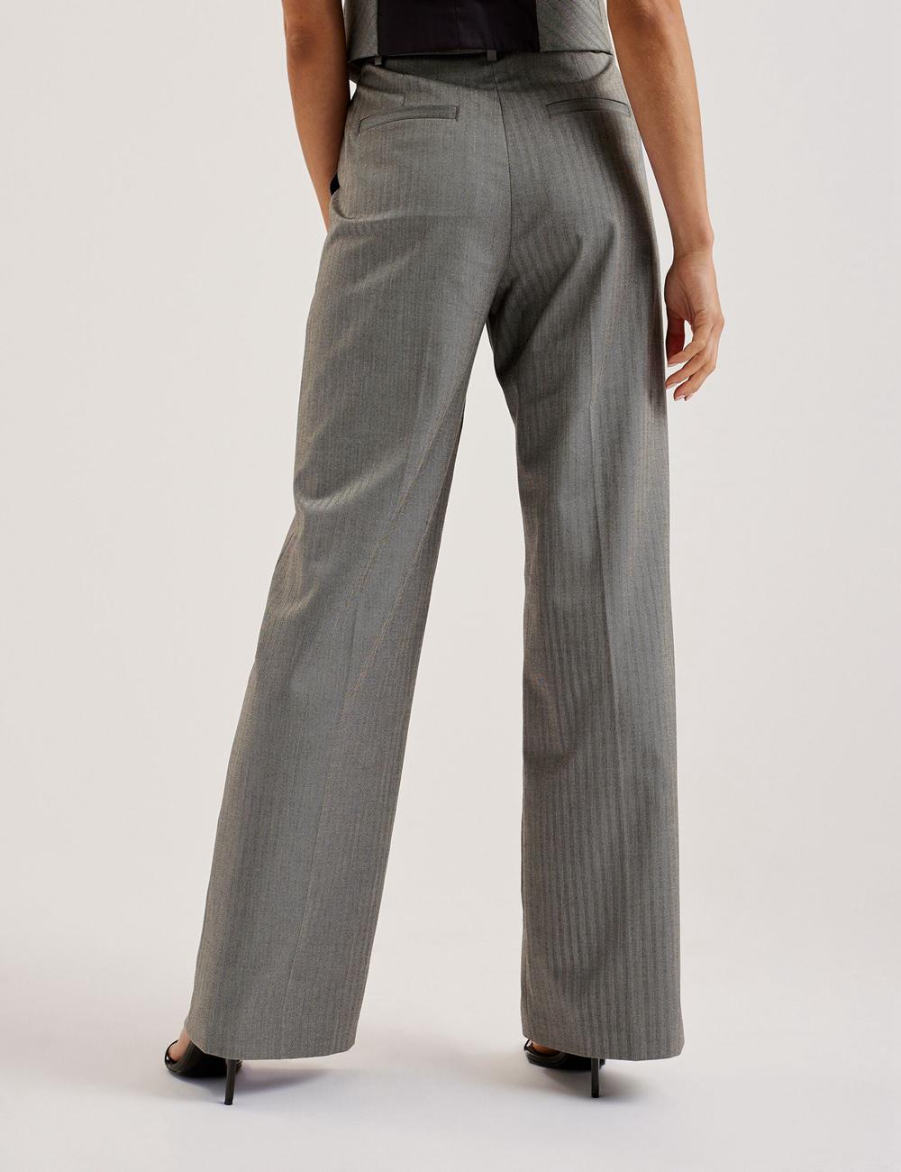 Ted Baker KOAT - Herringbone Wide Leg Tailored Hosen Damen Grau | HZCYB-4378