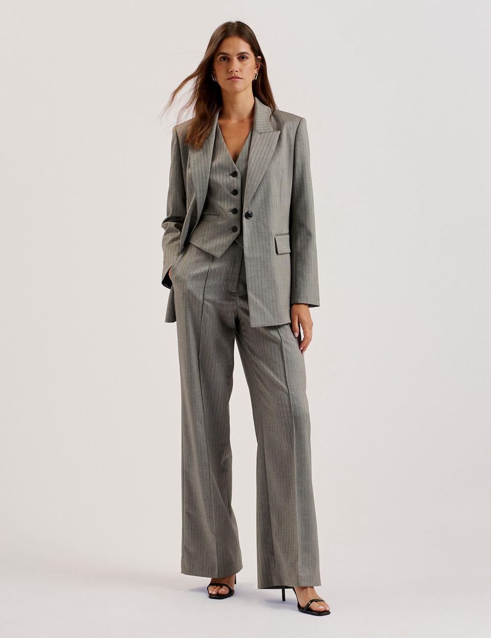 Ted Baker KOAT - Herringbone Wide Leg Tailored Hosen Damen Grau | HZCYB-4378