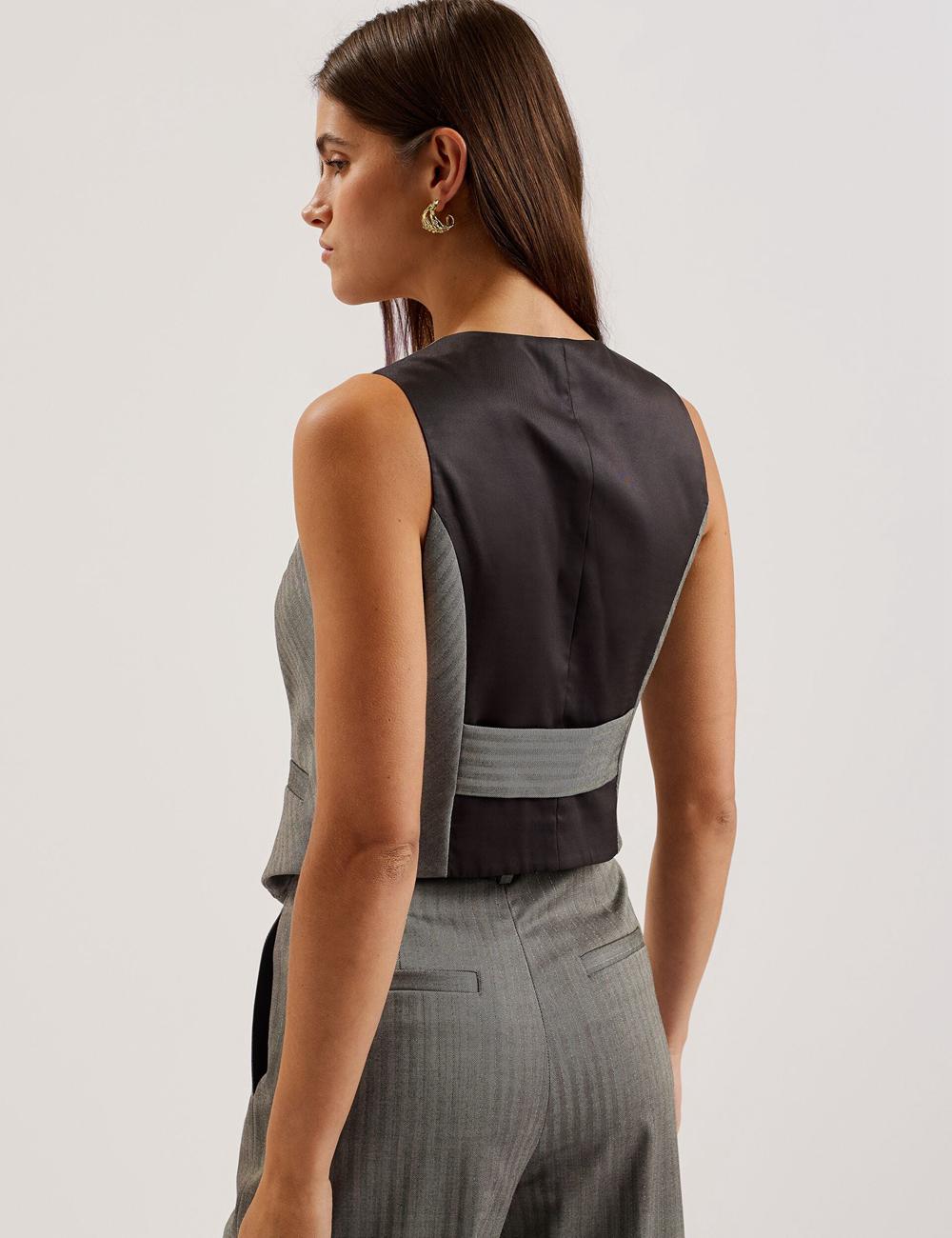 Ted Baker KOAW - Herringbone Single Breasted Anzugweste Damen Grau | NYMVE-7046