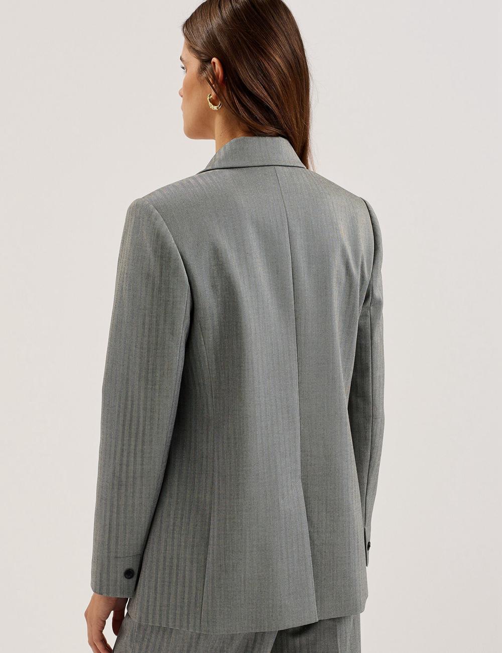 Ted Baker KOA - Oversized Herringbone Single Breasted Blazer Damen Grau | FUJMG-9671