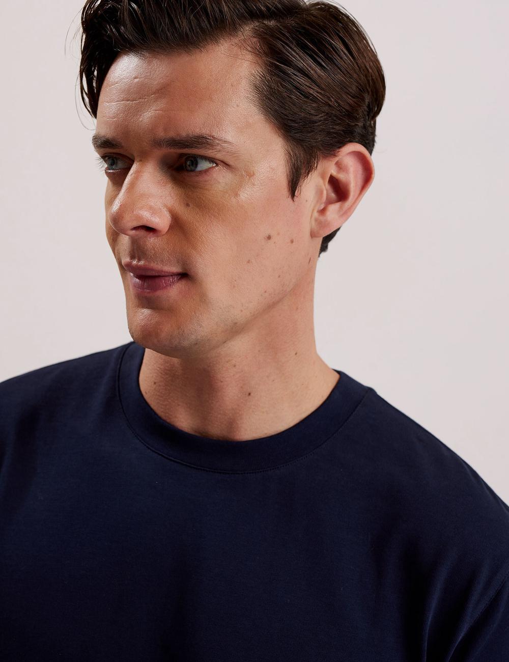Ted Baker KORNKA - Short Sleeve Relaxed Fit Cotton T-shirts Herren Navy | QCOYR-8973