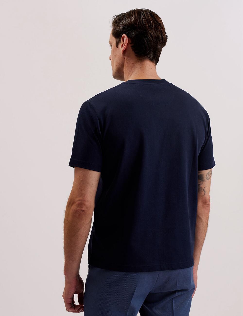 Ted Baker KORNKA - Short Sleeve Relaxed Fit Cotton T-shirts Herren Navy | QCOYR-8973
