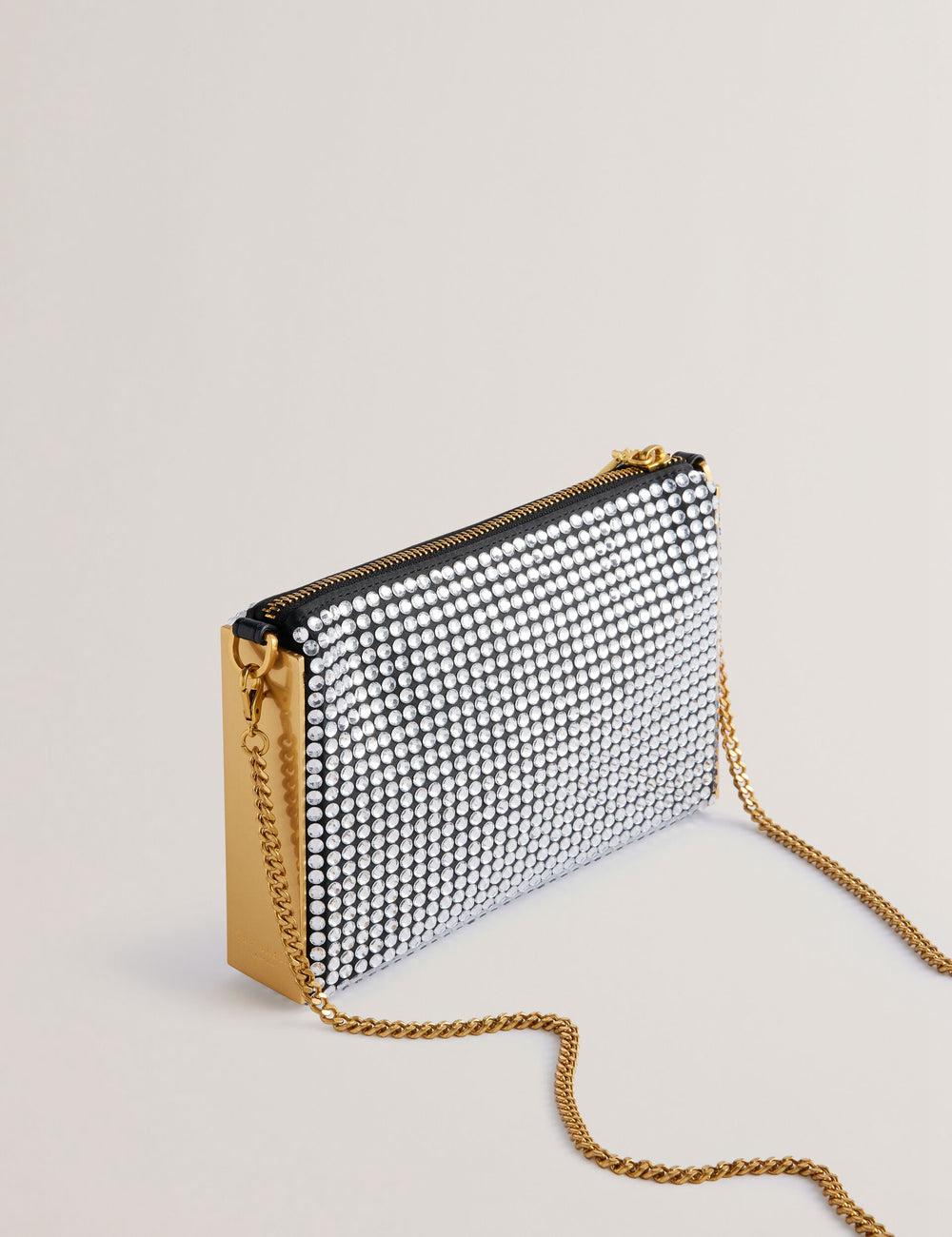 Ted Baker KRIISA - Crystal Hardware Side Clutch Schultertasche Damen Silber | NGQXM-9413