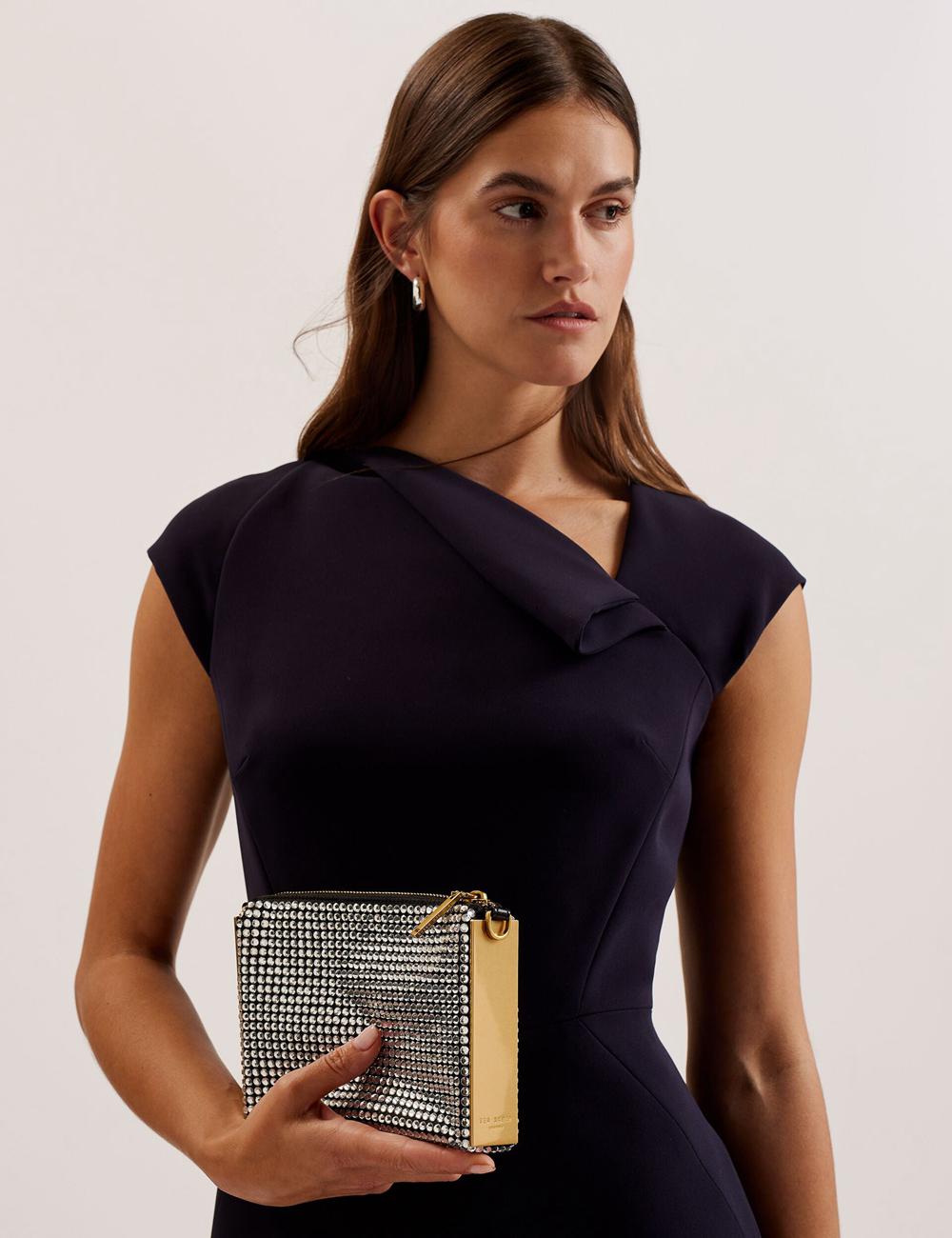 Ted Baker KRIISA - Crystal Hardware Side Clutch Schultertasche Damen Silber | NGQXM-9413