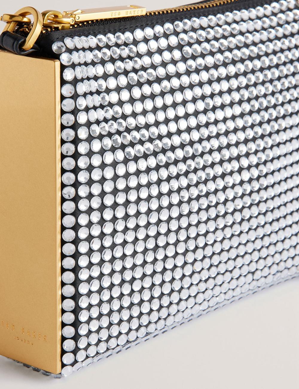 Ted Baker KRIISA - Crystal Hardware Side Clutch Schultertasche Damen Silber | NGQXM-9413