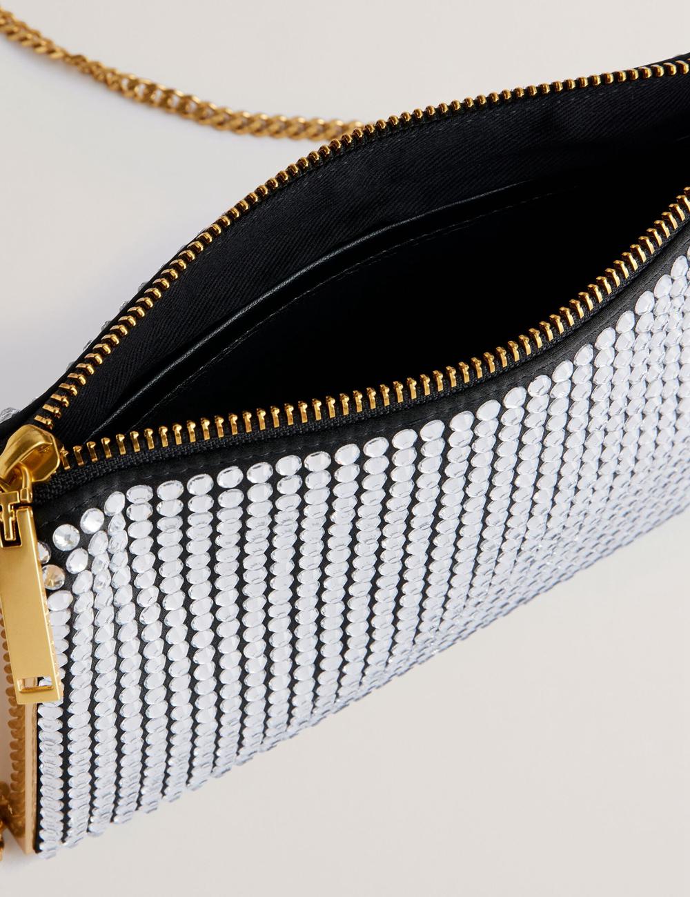 Ted Baker KRIISA - Crystal Hardware Side Clutch Schultertasche Damen Silber | NGQXM-9413