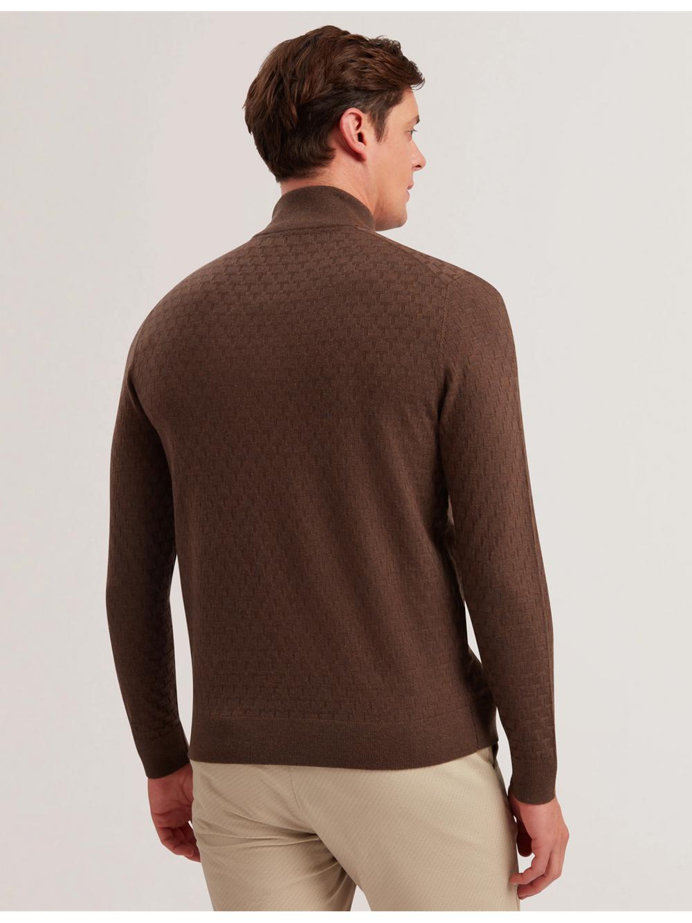 Ted Baker KURNLE - T Knit Half Zip Funnel Neck Pullover Herren Braun | KSAWO-4357