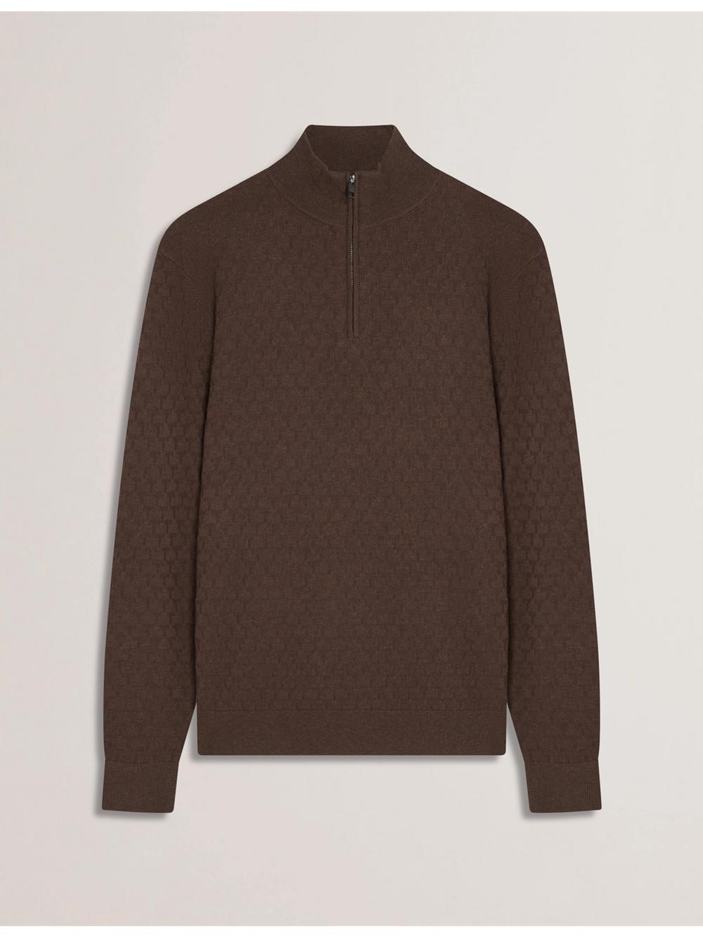 Ted Baker KURNLE - T Knit Half Zip Funnel Neck Pullover Herren Braun | KSAWO-4357
