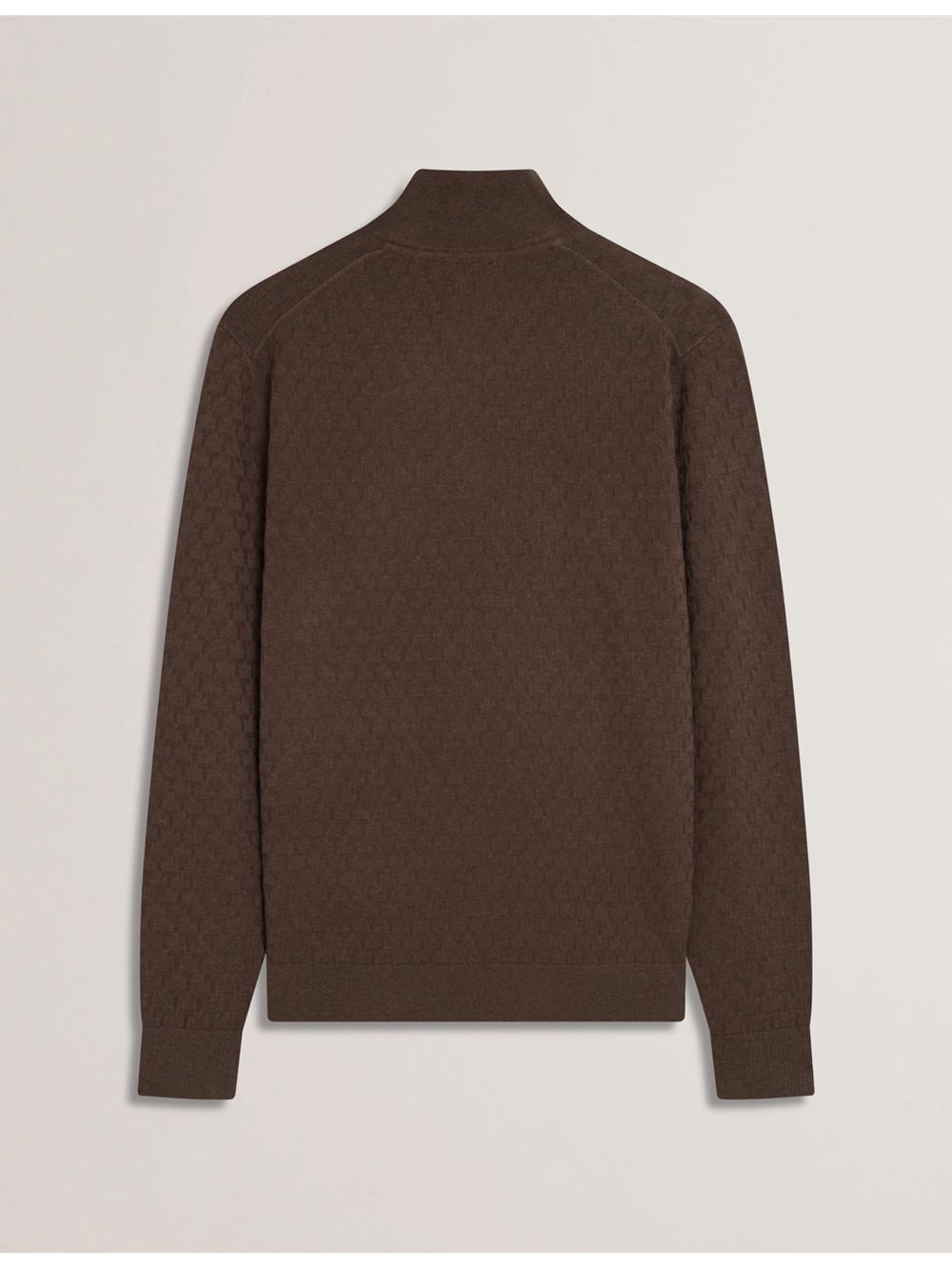 Ted Baker KURNLE - T Knit Half Zip Funnel Neck Pullover Herren Braun | KSAWO-4357