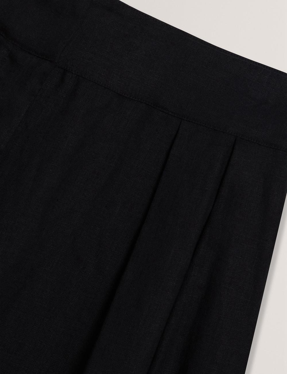 Ted Baker KYFAAT - Pure Linen Tailored Wide Leg Hosen Damen Schwarz | RKFNL-3206