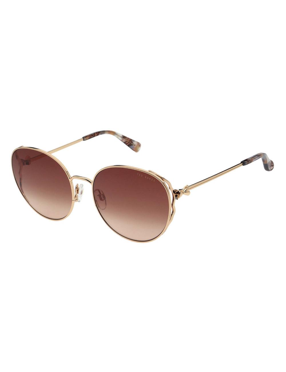 Ted Baker LAKE - Round Metal Frame Bow Detail Sonnenbrille Damen Rosa | CFHZK-4012