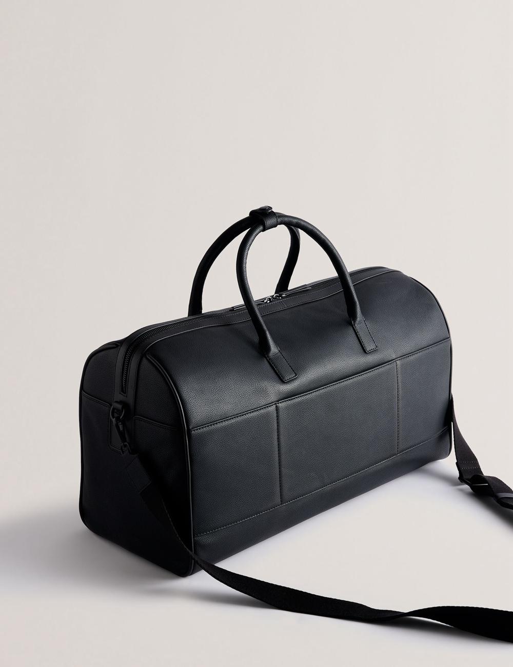 Ted Baker LANDERS - Textured Leather Zip Pocket Holdall Bags Herren Schwarz | BRUAY-4052