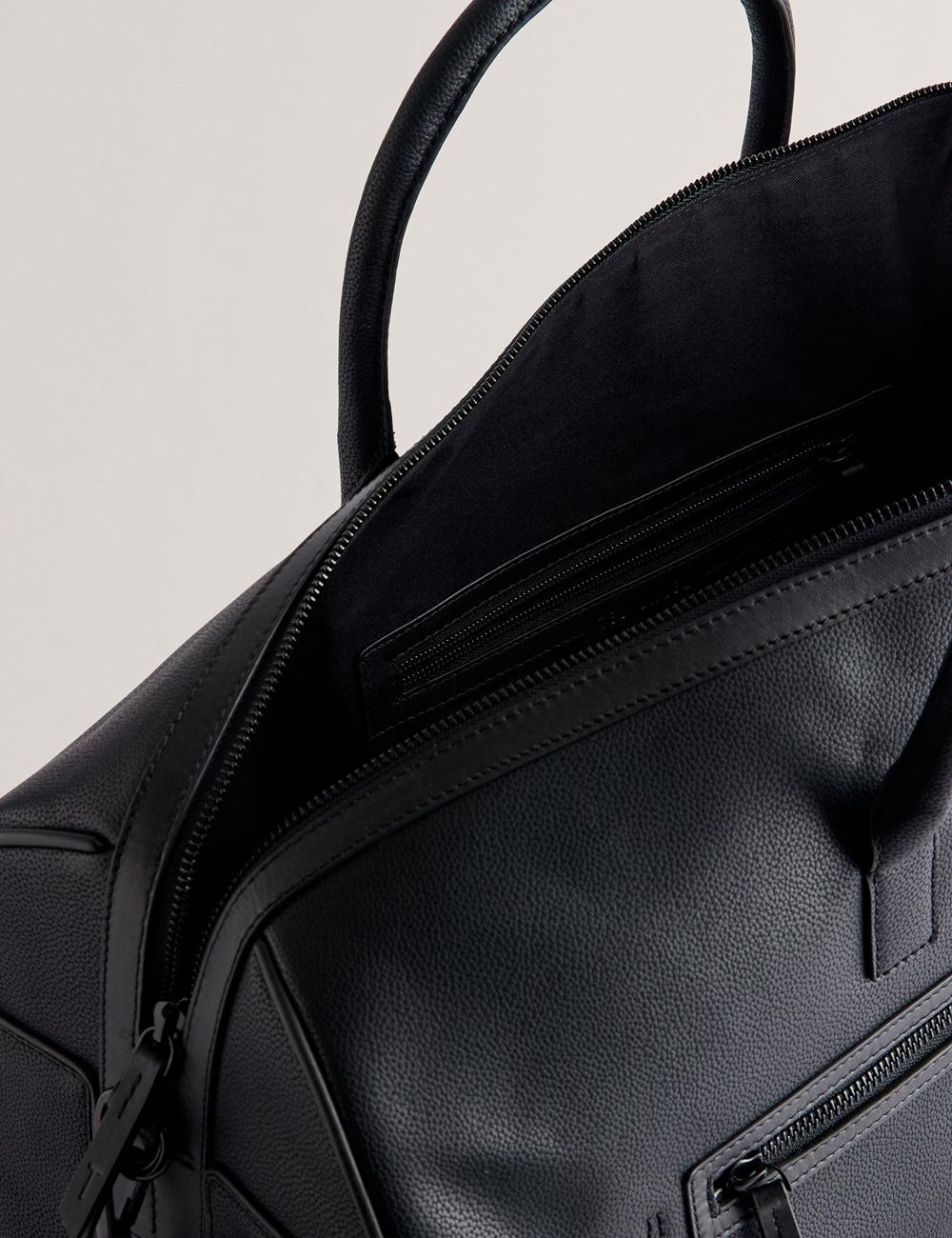 Ted Baker LANDERS - Textured Leather Zip Pocket Holdall Bags Herren Schwarz | BRUAY-4052