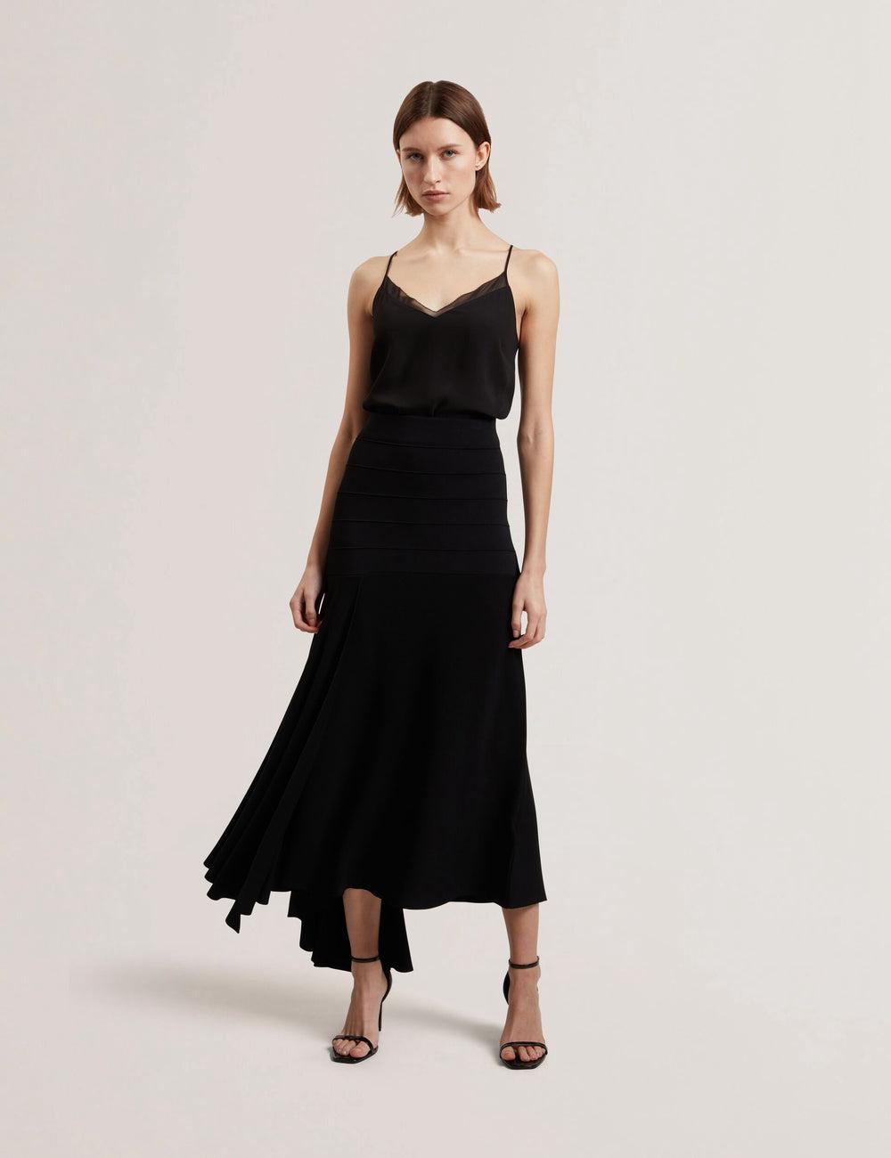 Ted Baker LAURRIE - Asymmetric Waterfall Hem Knitted Röcke Damen Schwarz | RQOFZ-3167