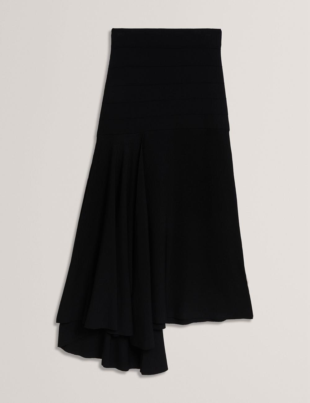 Ted Baker LAURRIE - Asymmetric Waterfall Hem Knitted Röcke Damen Schwarz | RQOFZ-3167