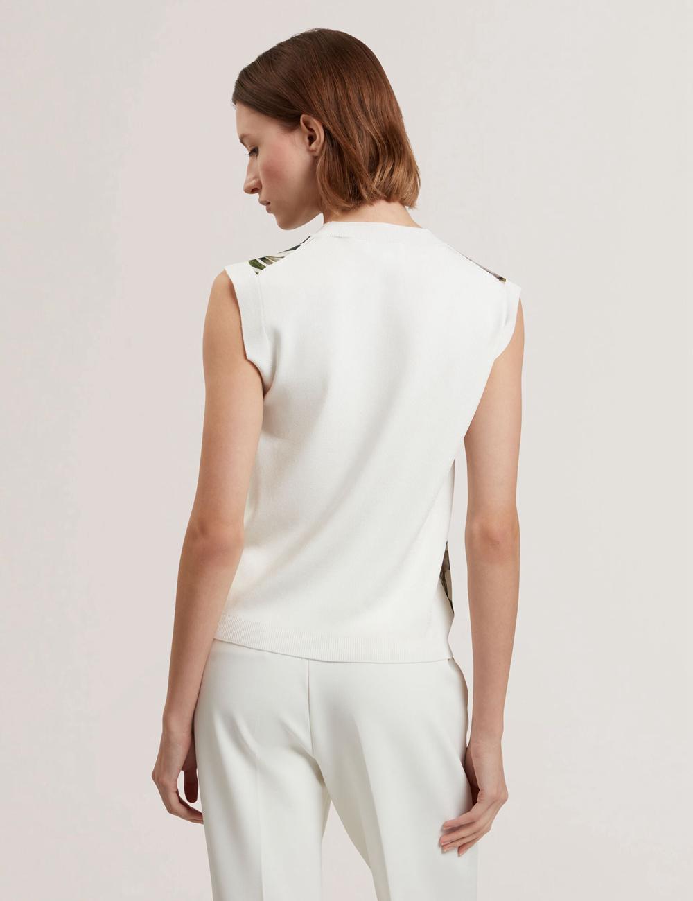 Ted Baker LIILEA - Floral Print Front Boxy Knitted Oberteile Damen Ivory | YLTPC-0193