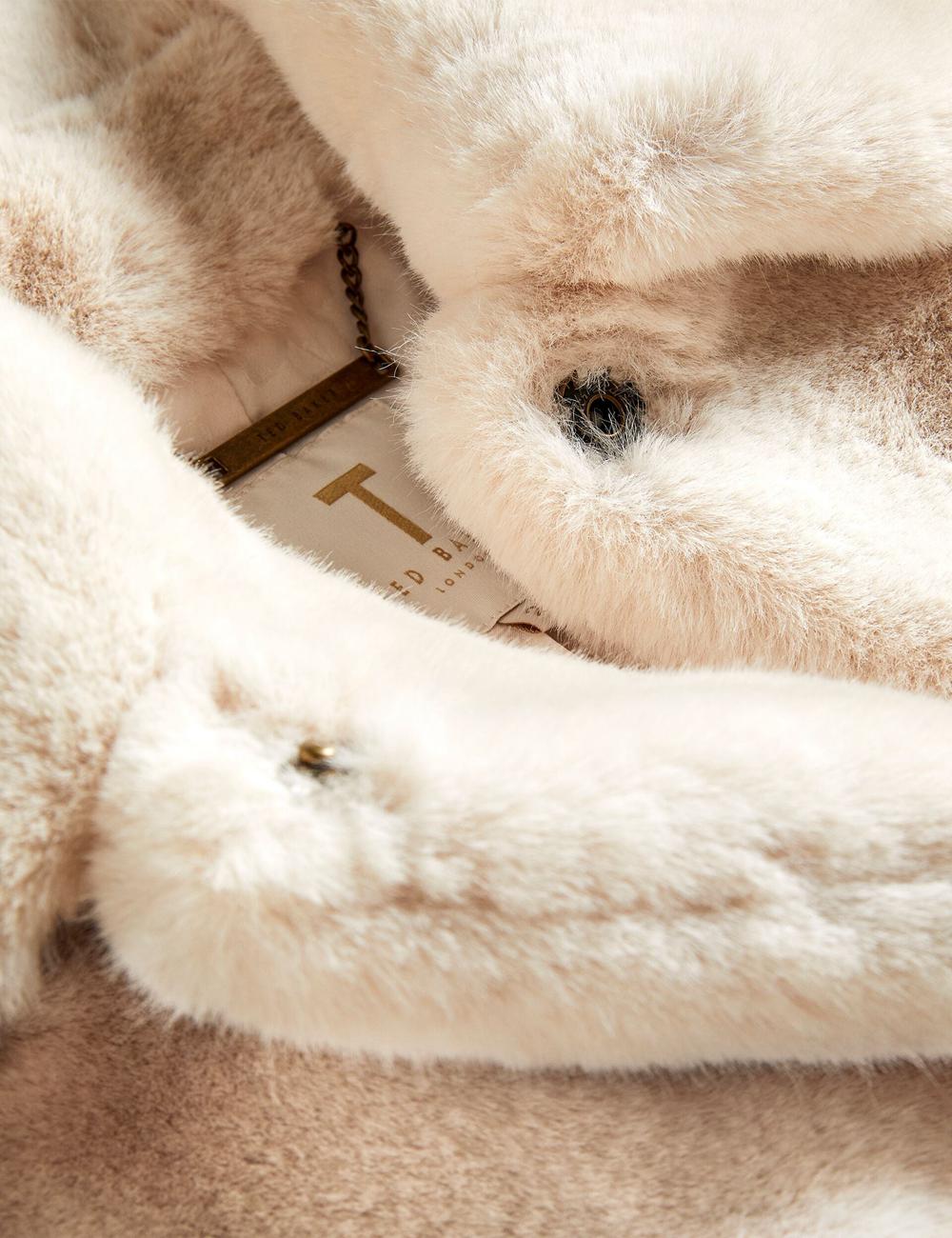 Ted Baker LILIAM - Faux Fur Collared Short Coat Jacken Damen Ivory | JTCSQ-3520