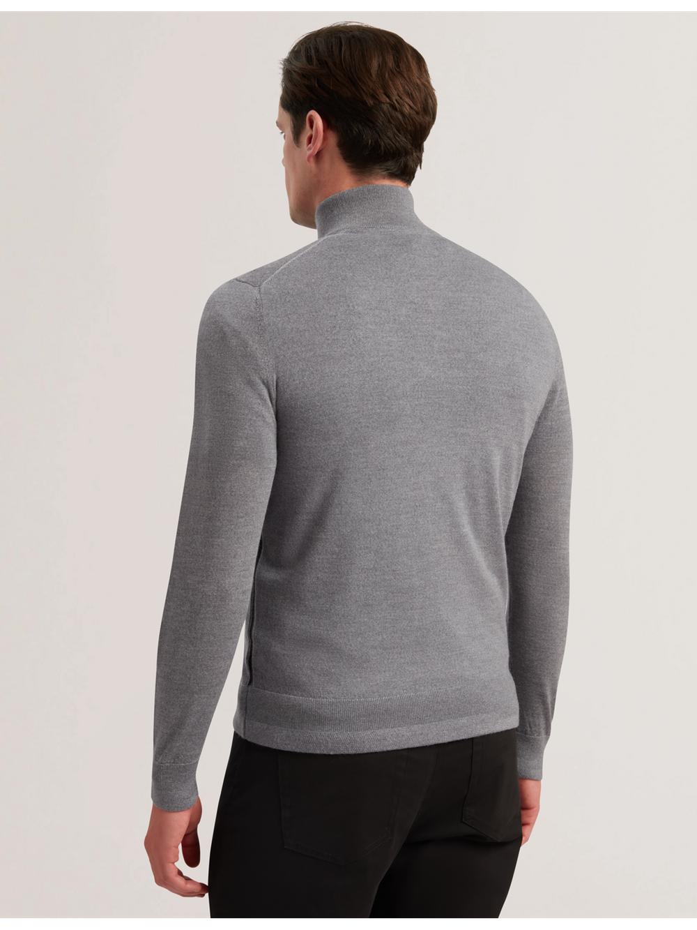 Ted Baker LIMEHAS - Wool Quarter Zip Funnel Neck Pullover Herren Charcoal | NLCBZ-2691
