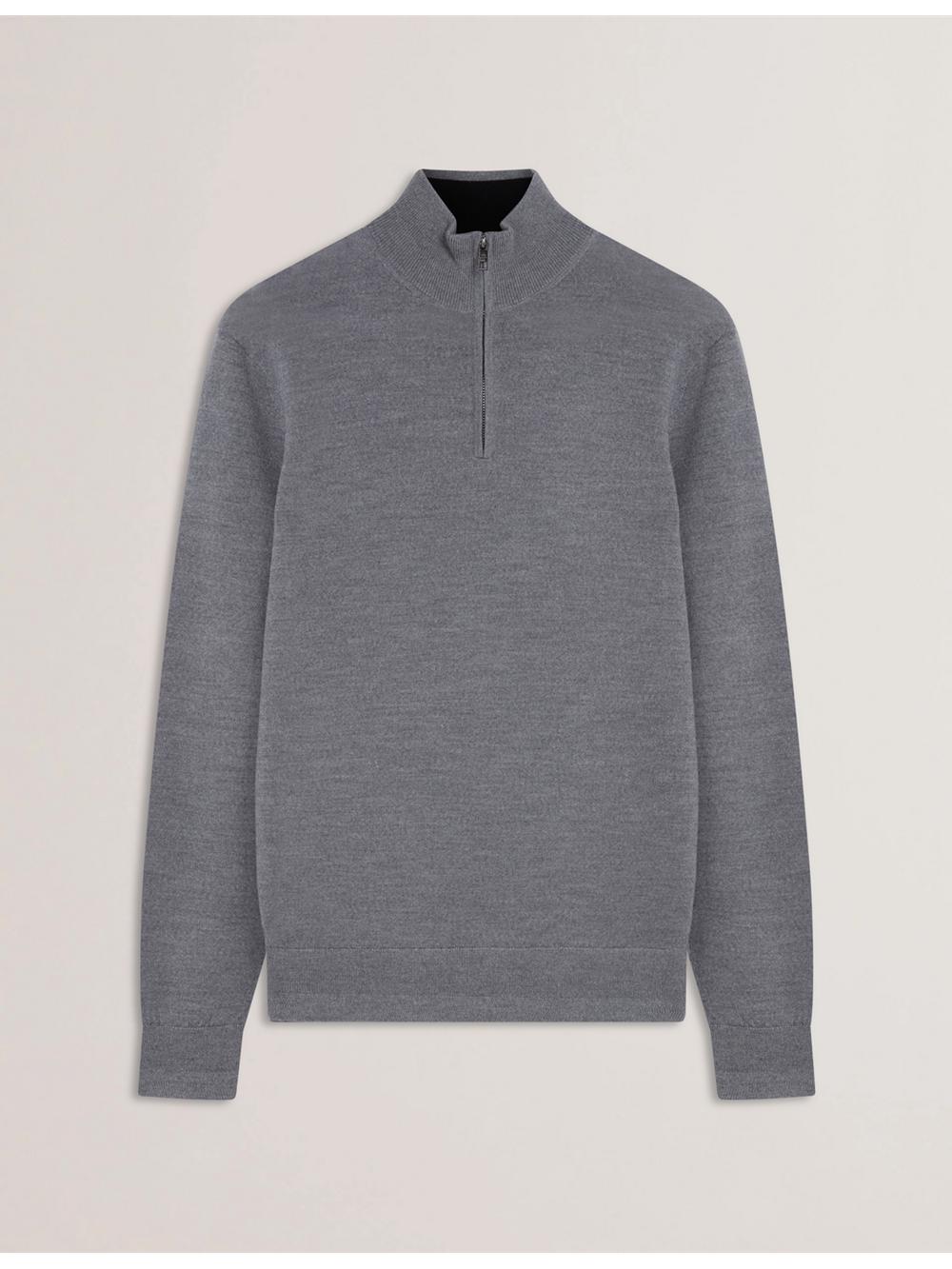 Ted Baker LIMEHAS - Wool Quarter Zip Funnel Neck Pullover Herren Charcoal | NLCBZ-2691